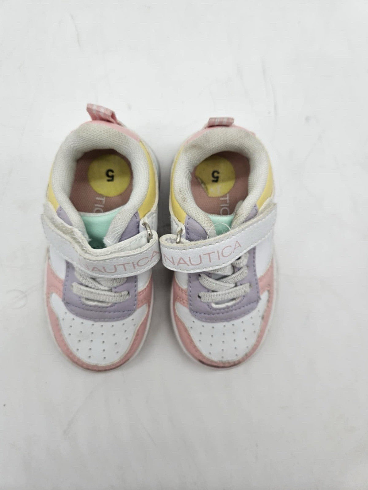 Size 5T Little Girls NAUTICA Sneakers Tennis Shoes White Pink Green