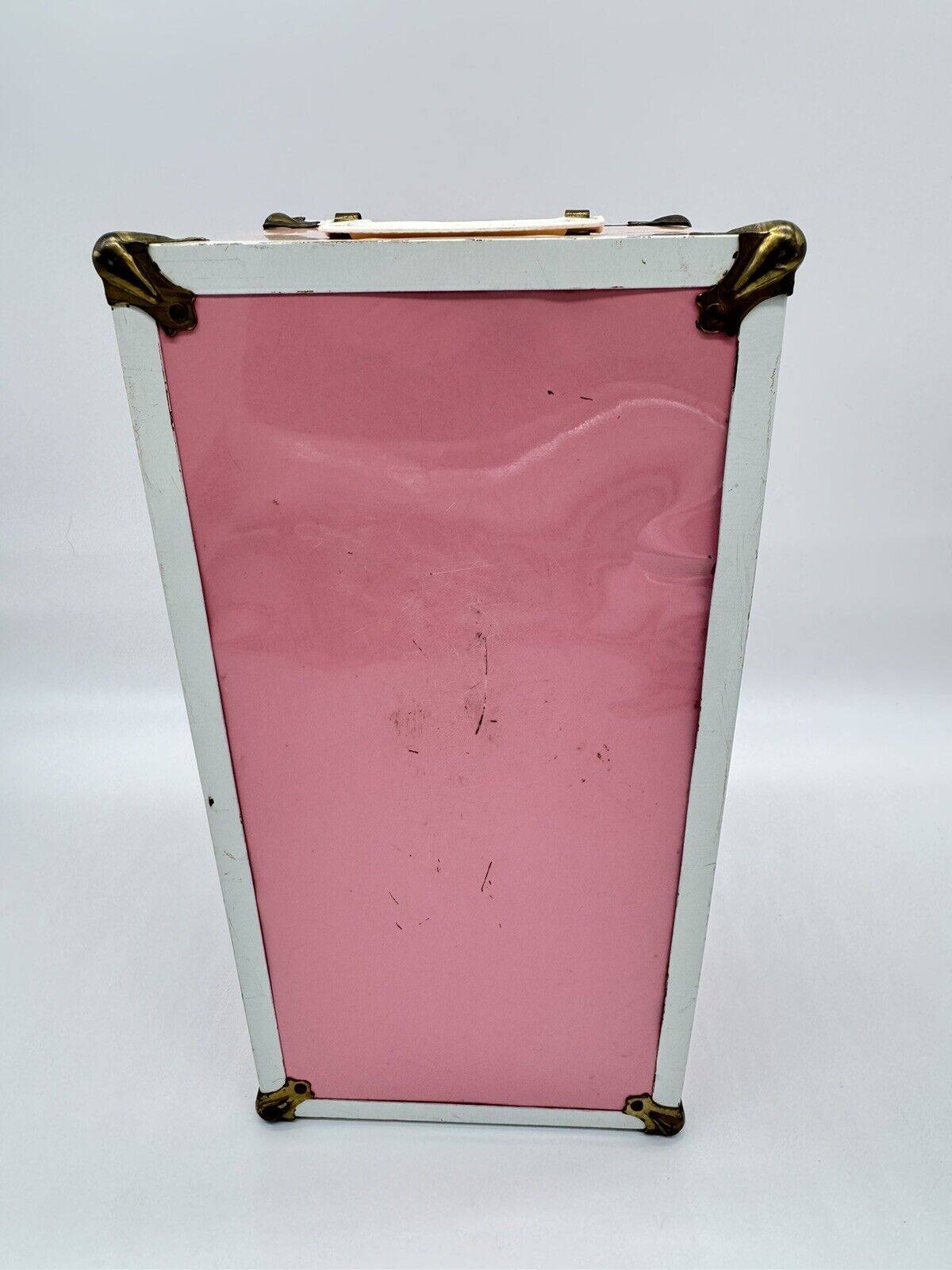 Vintage ATCO Pink Metal Large Doll Wardrobe Clothing Trunk Carrying Case 10”x 6"