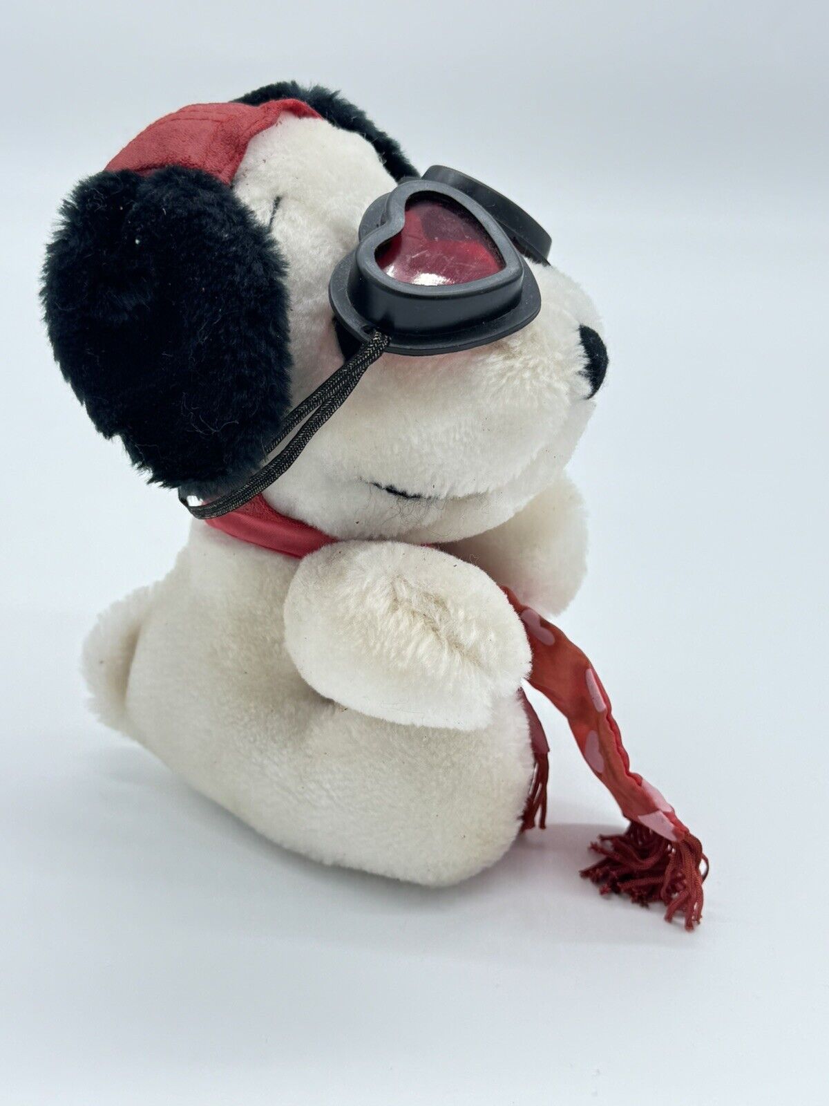 SNOOPY 7" Plush Dog Red Baron Heart Goggles Hat Stuffed Toy Peanuts Teleflora