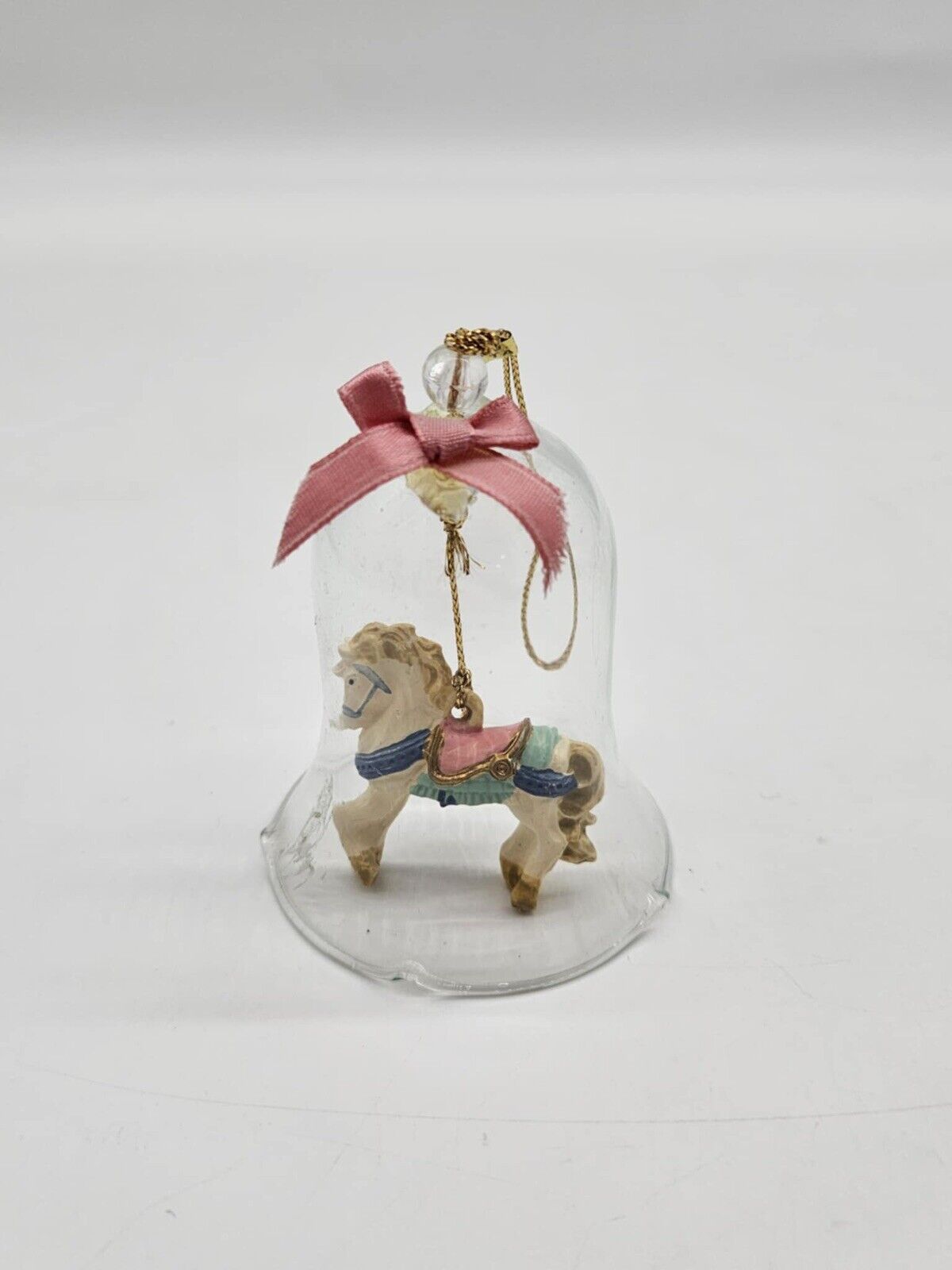 Vintage Carrousel Bell Glass Christmas Ornament Carousel Horse