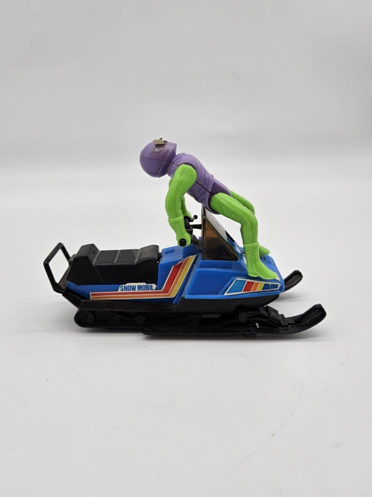 Vintage 6" long Dorney Park Friction Snowmobile Toy W/ Rider