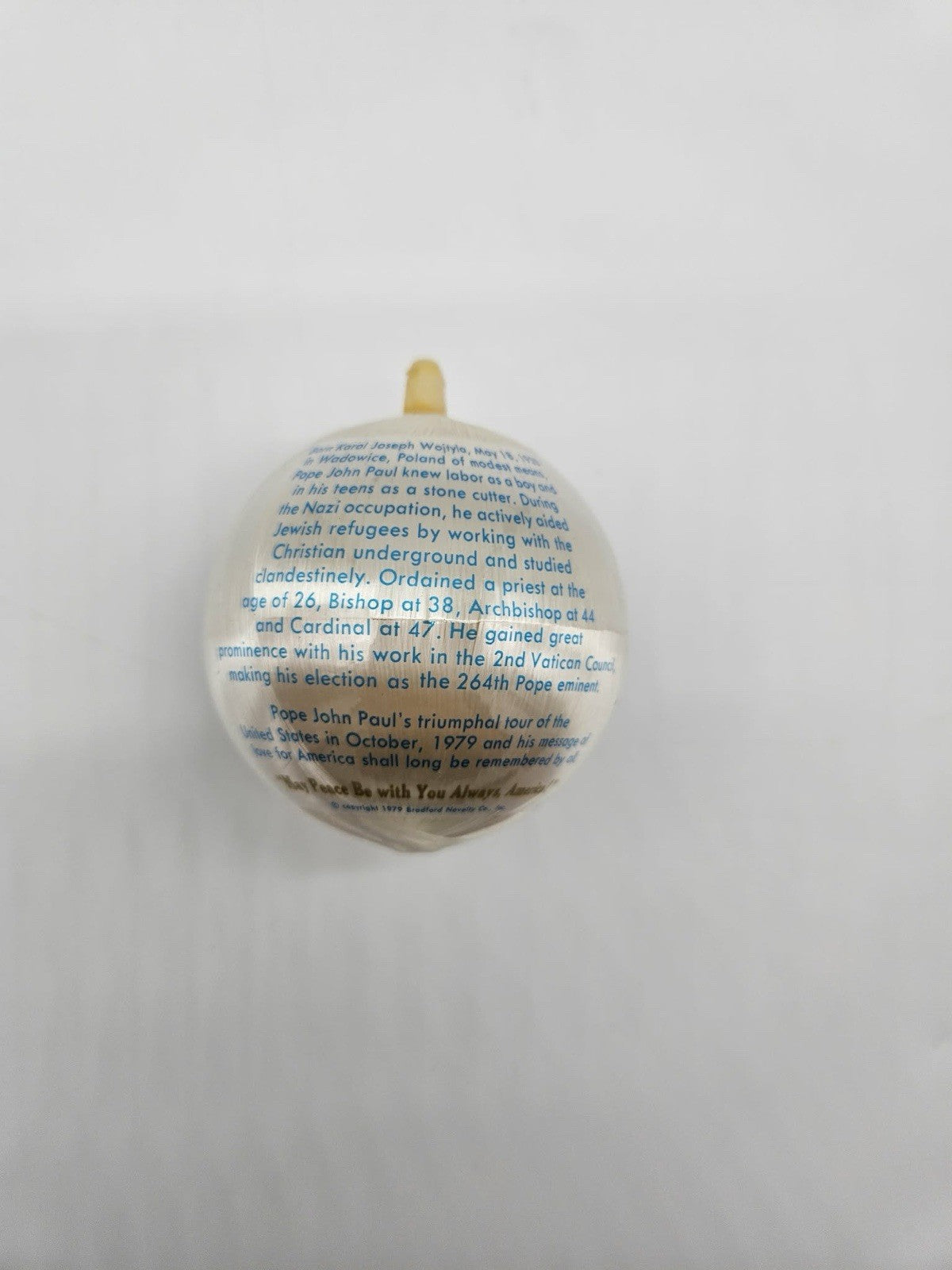 Vntg POPE JOHN PAUL II Christmas Ornament BRADFORD CHRISTMAS TREASURY 1979 (N30)