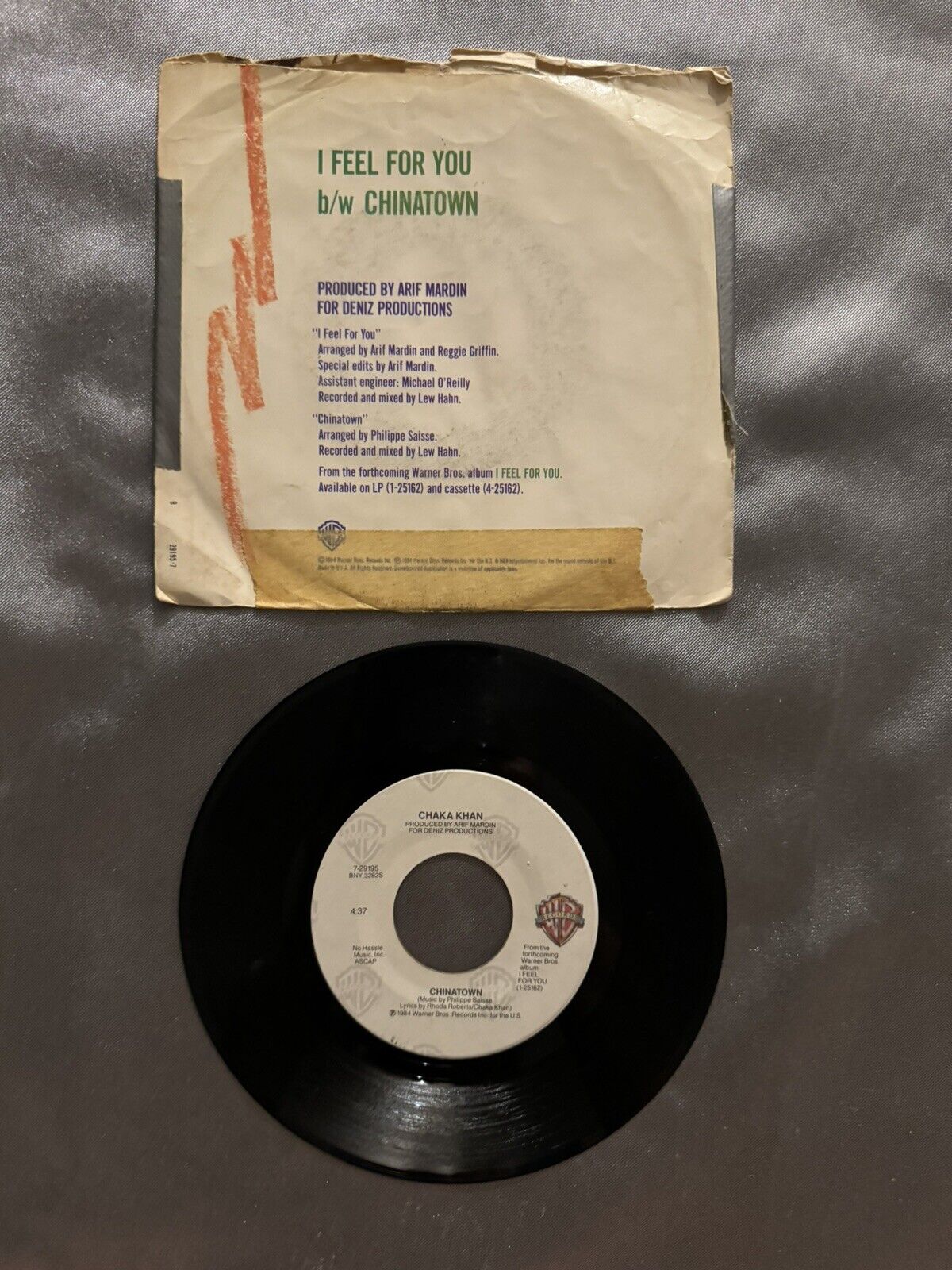 CHAKA KHAN: i feel for you / chinatown WB 7" Single 45 RPM