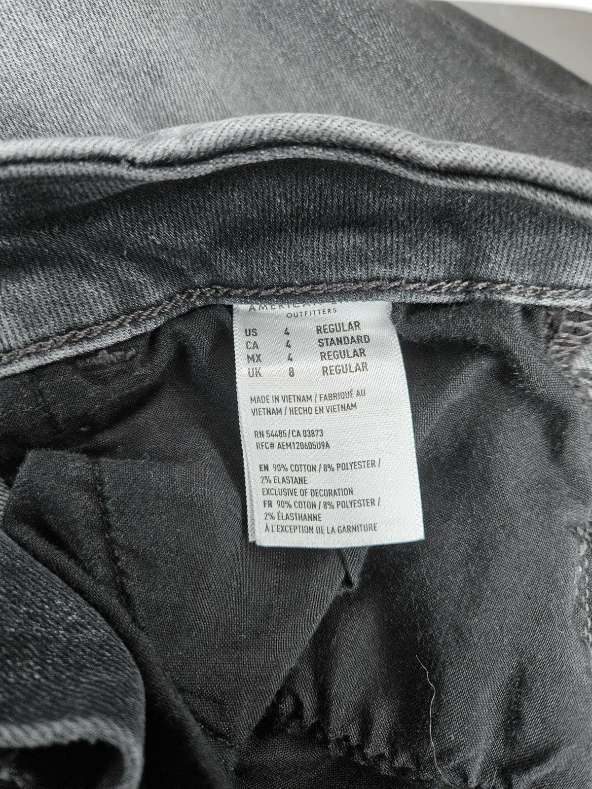 American Eagle Next Level Stretch Gray Distressed Skinny Denim Jeans Size 4