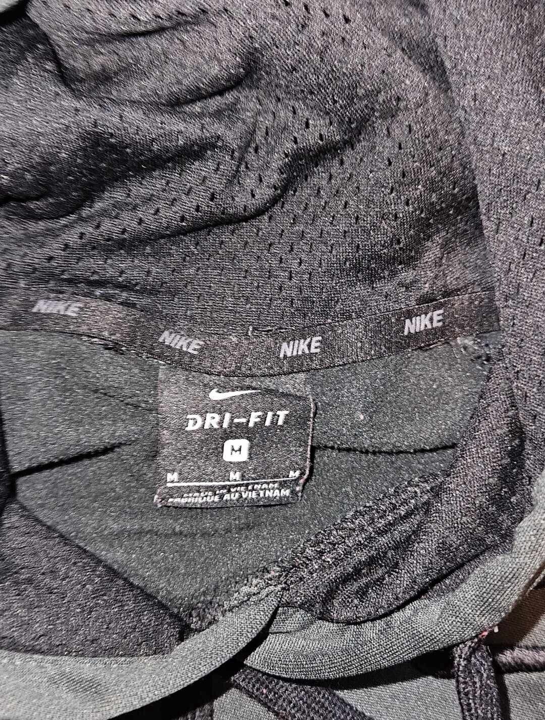 Nike Hoodie Adult M Black Raglan Sleeve High Neck Fleece Hooded Sweatshirt