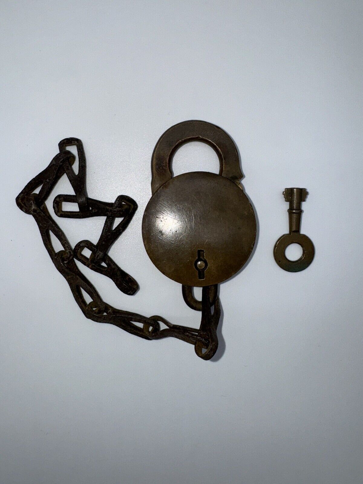 Vintage Ames Sword Co Brass Padlock with Key 1884 Victorian Era FNF