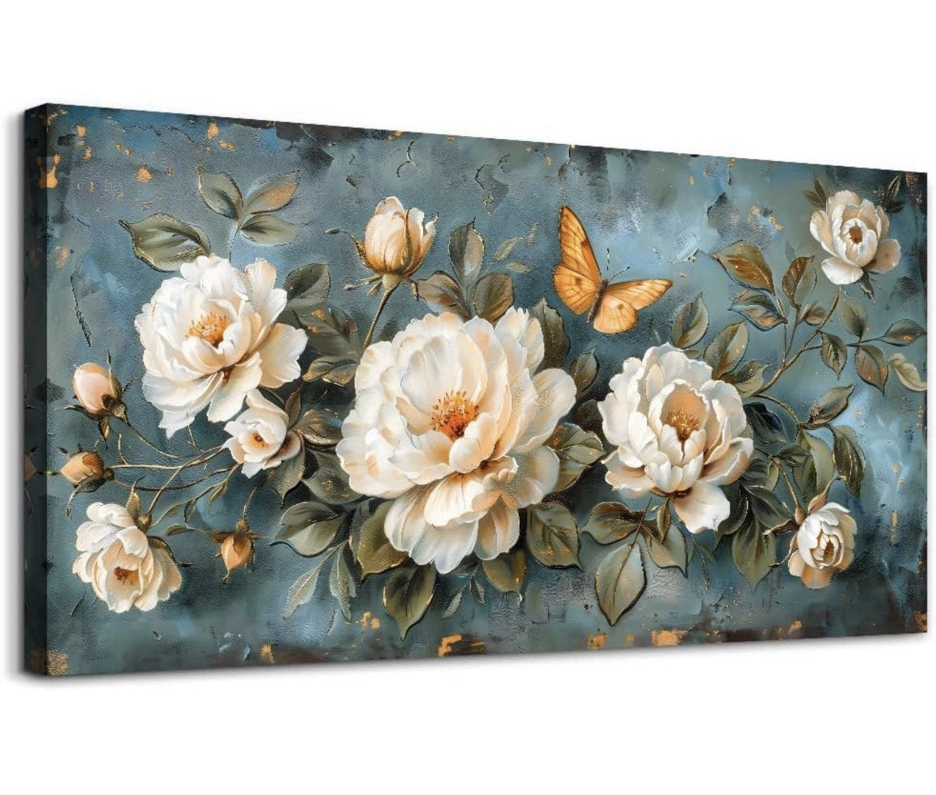 Large Panoramic Floral Canvas Wall Art Print - 48” X 24”