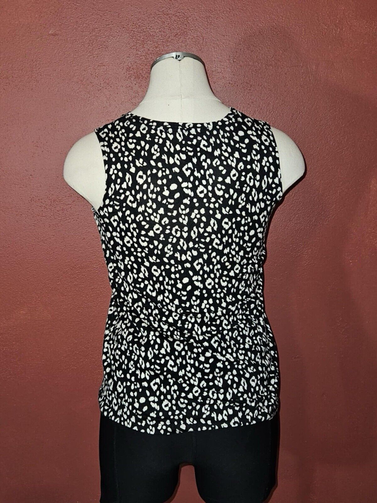 NEW 9 West Soft Spun Black & White Print Tank Top Cotton Blend Sz XS