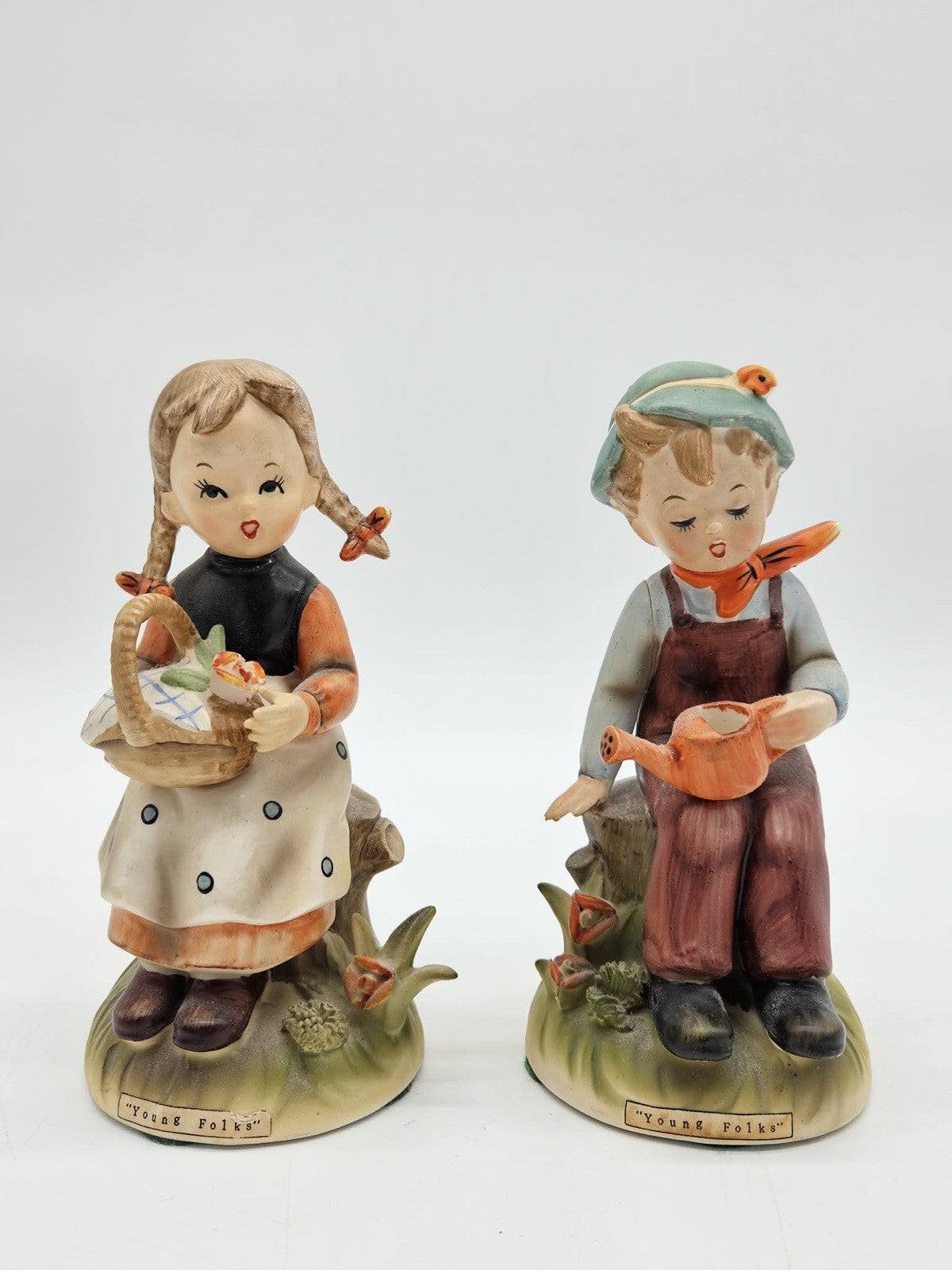 Set of 2 vintage Erich Stauffer figurines Young Folks ceramic #8515. HC