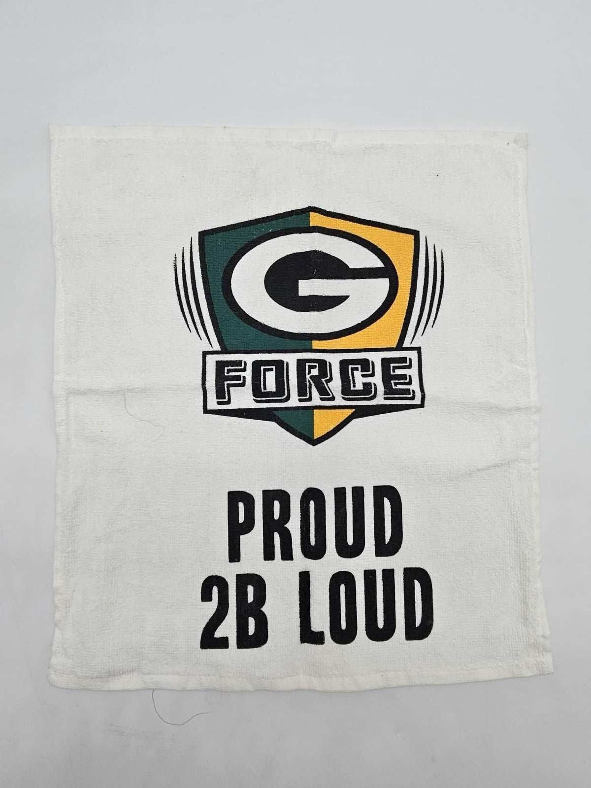 Green Bay Packers “G FORCE””PROUD 2B LOUD” Fan Rally Towel 17” X 14 1/2”