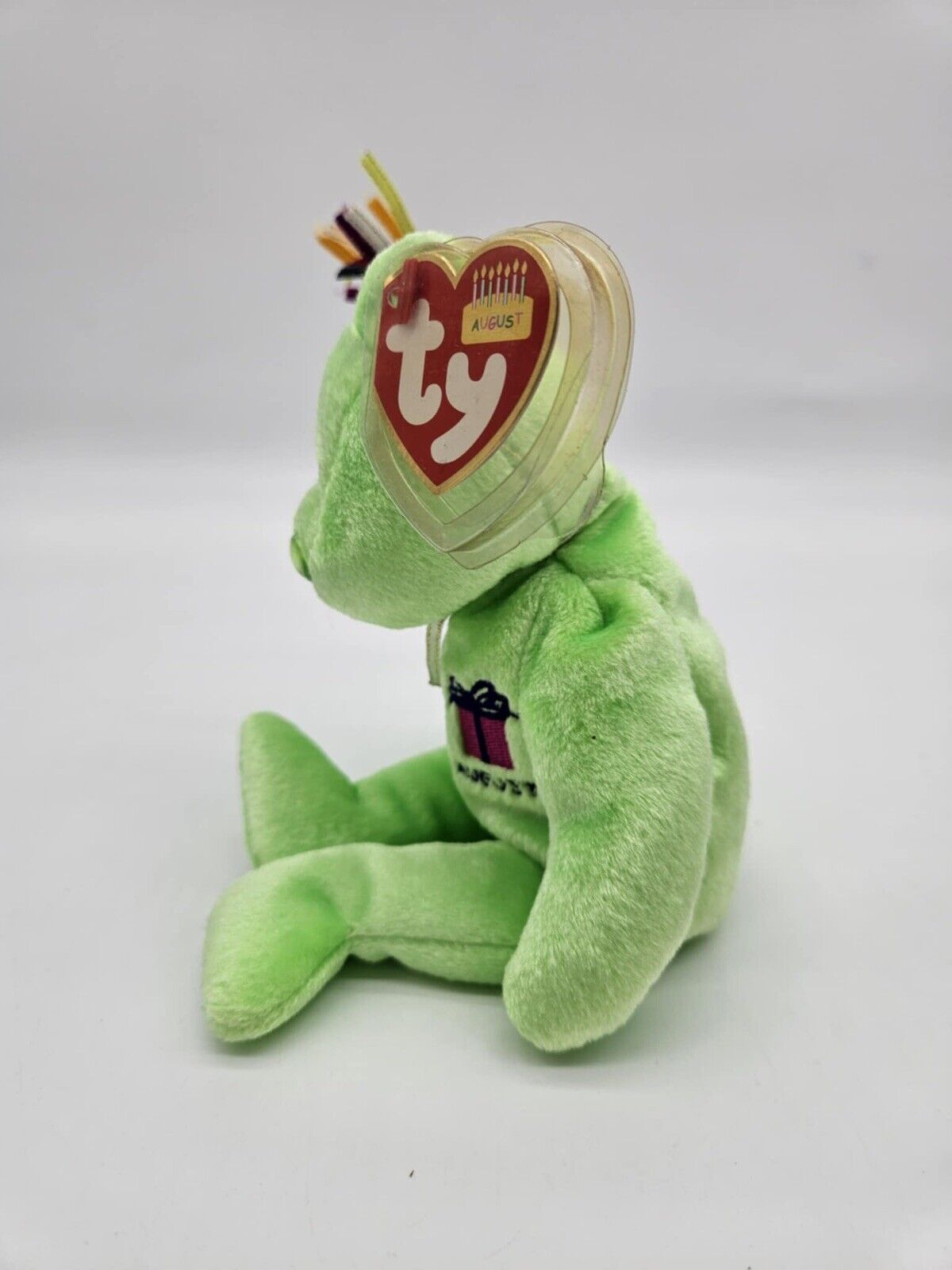 TY Beanie Babies 2002 August Lime Green Birthday Collection Bear Plush Toy New