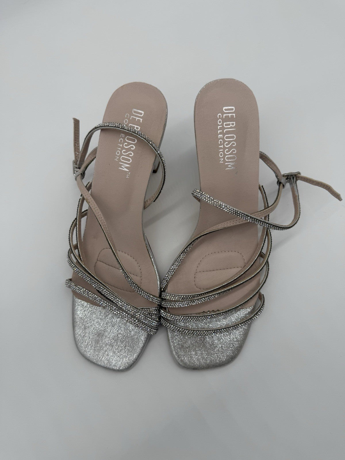 De Blossom Amara High Block Heel Embellished Dress Sandal Sz 9