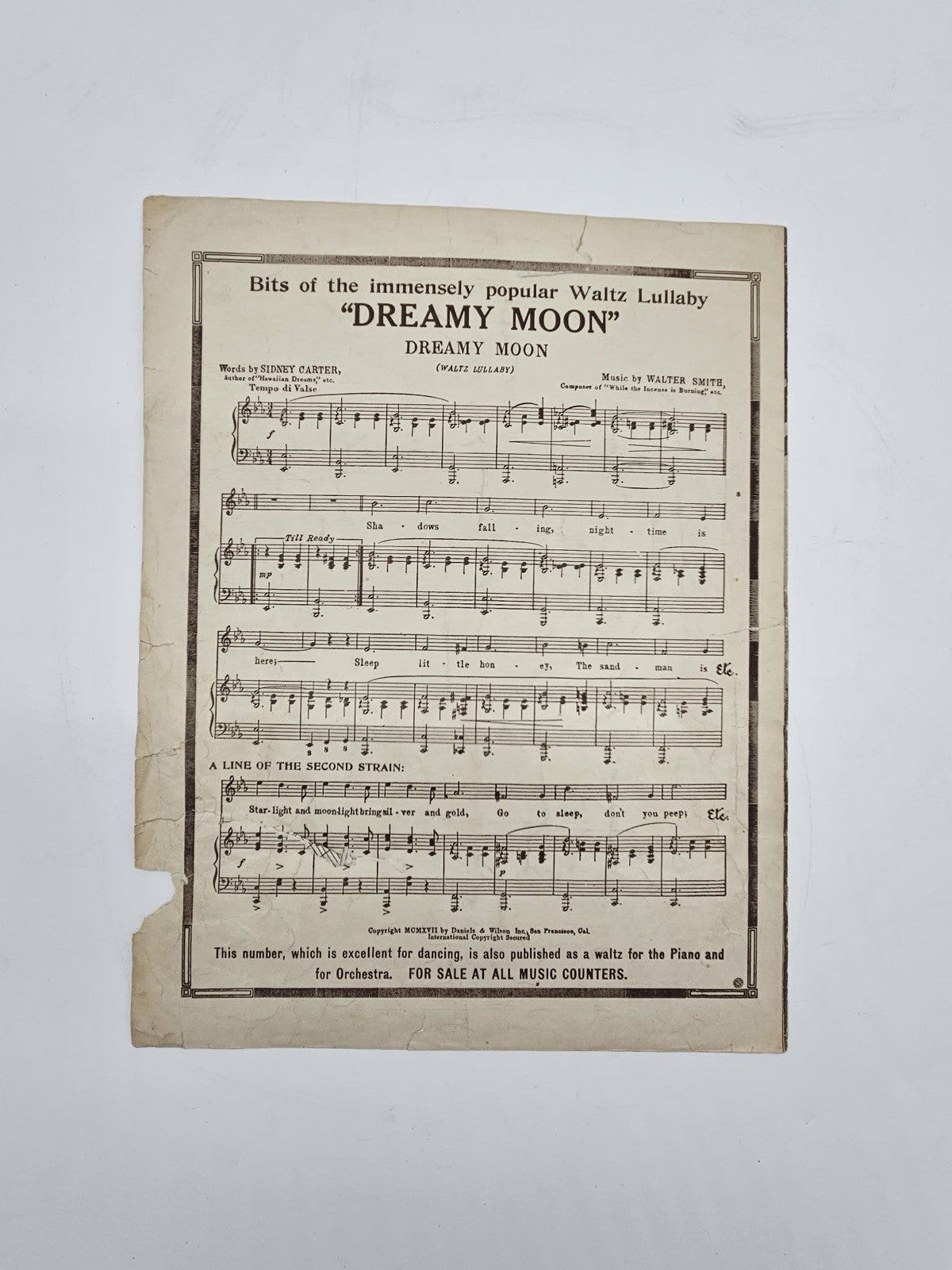Mickey Sheet Music Harry Williams/Neil Moret 1917 Piano Vocals