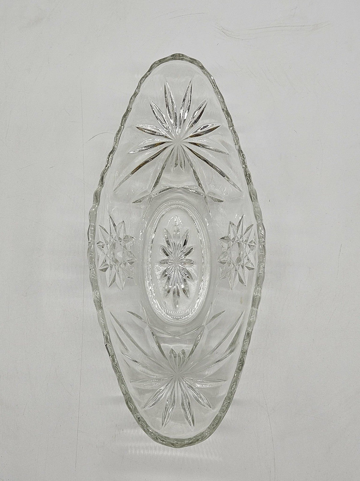 Vintage Candy/ Nut Dish Oval Clear Cut Glass Anchor Hocking Star of David