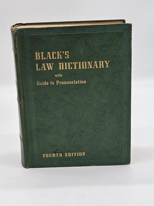 1957, Black's Law Dictionary W/ Guide To Pronunciation, HB, 4th Ed, VG