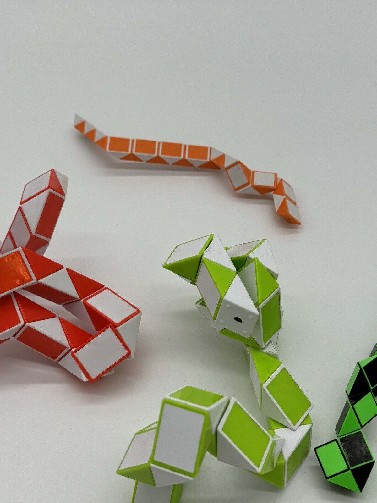Lot of 6 Vintage Rubiks Magic Snake Puzzle Twisting Triangles 3D Fidget