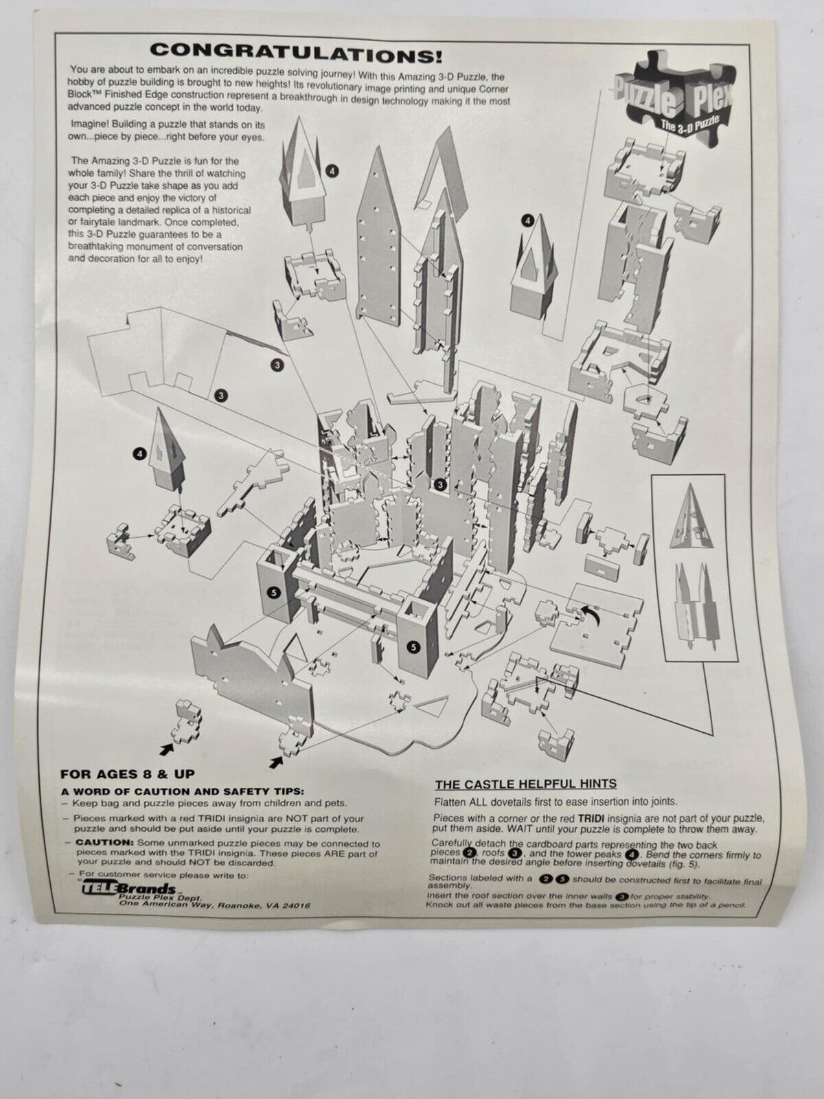 1993 AMAZING 3-D Puzzle Plex Castle Puzzle 500 pieces 17”