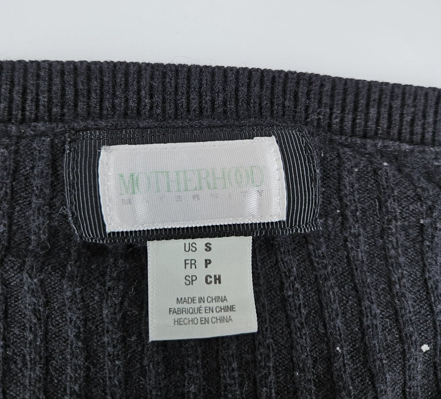 Motherhood Maternity Black Ribbed Long Sleeve V-Neck Top Size S