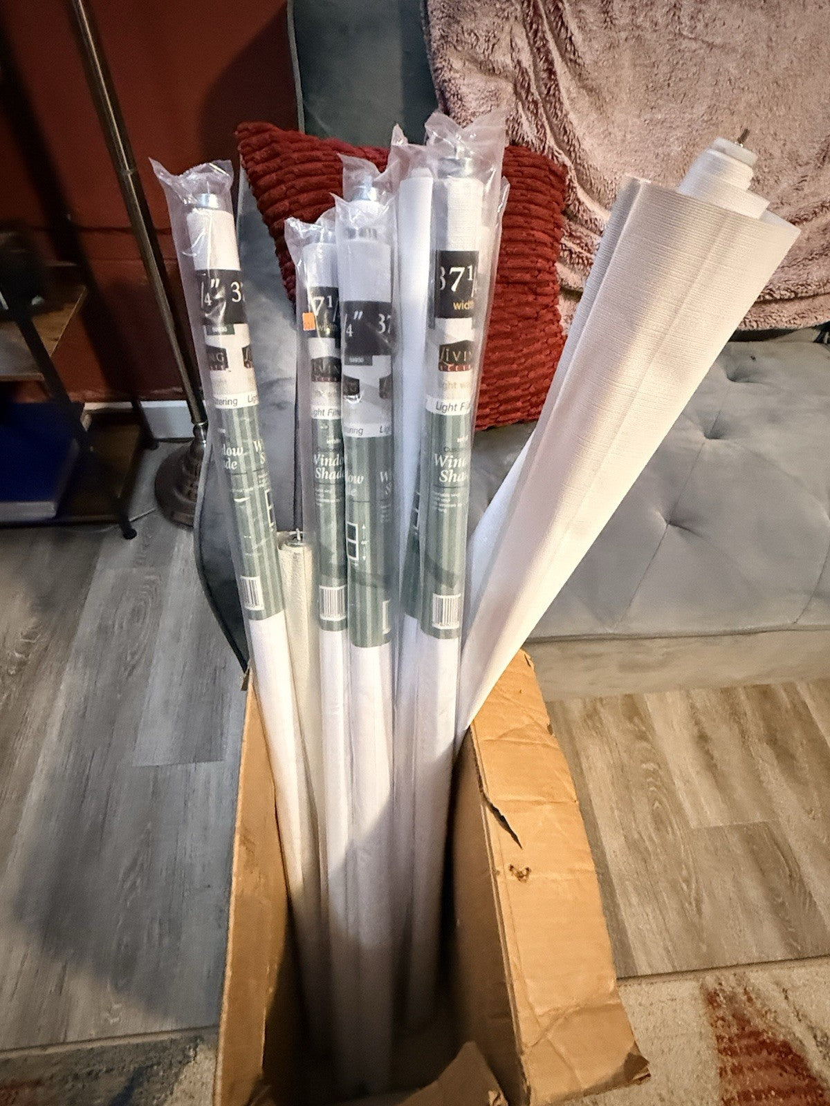 Lot of 7 Livin’ Accent 37 1/4” Window Shades Light Filtering White Vinyl