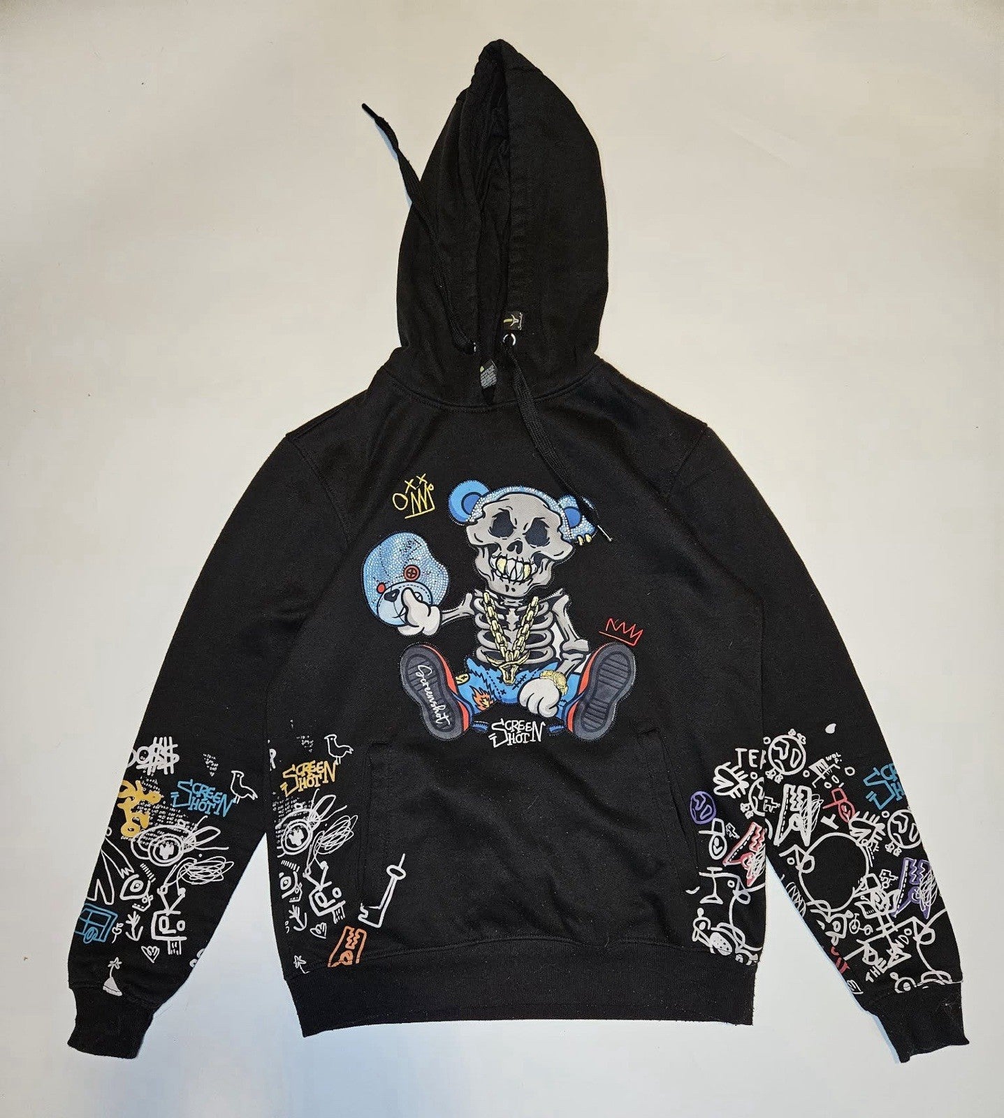Screenshot Brand Black Graphic Skull Hoodie Small