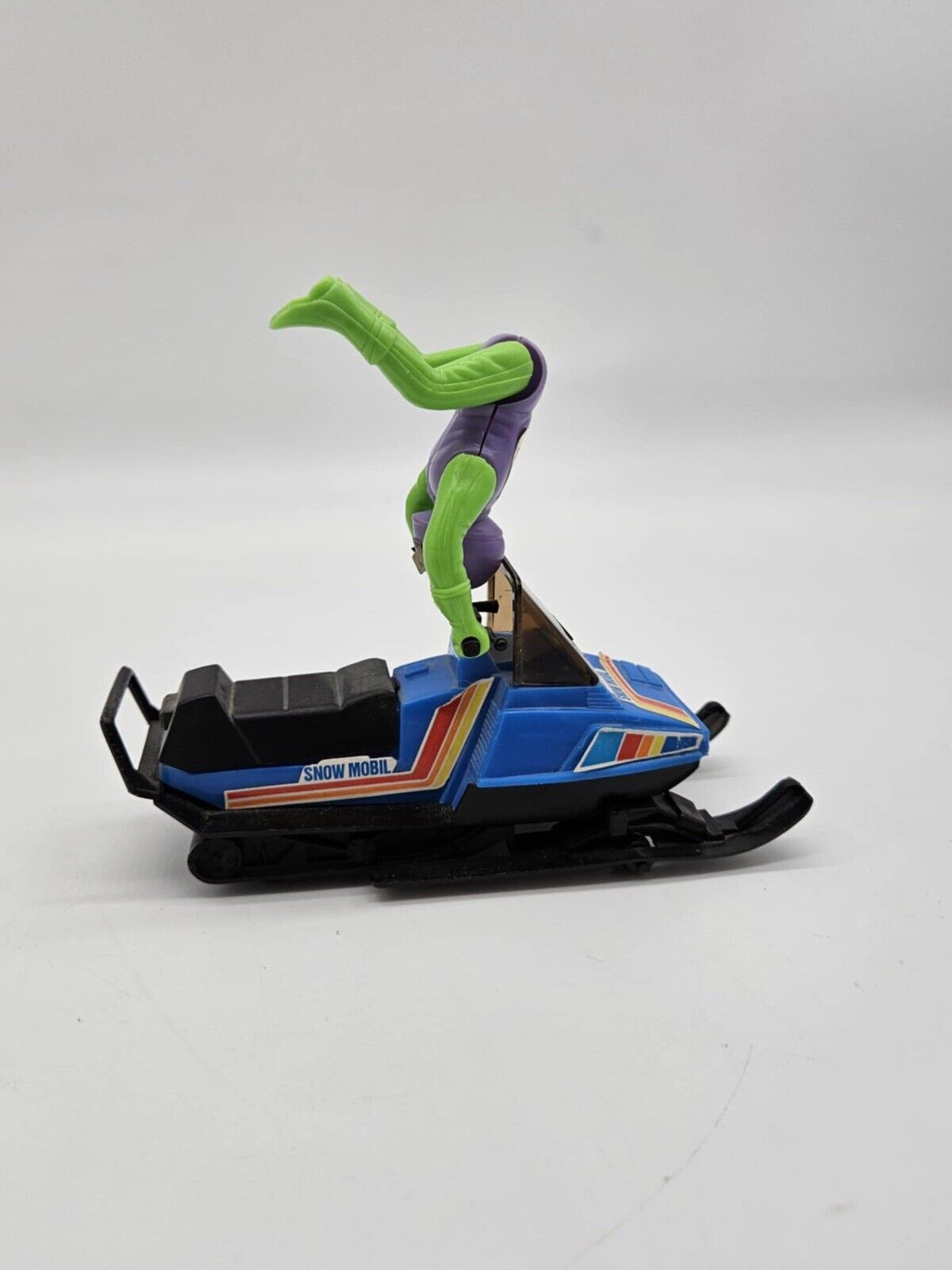 Vintage 6" long Dorney Park Friction Snowmobile Toy W/ Rider