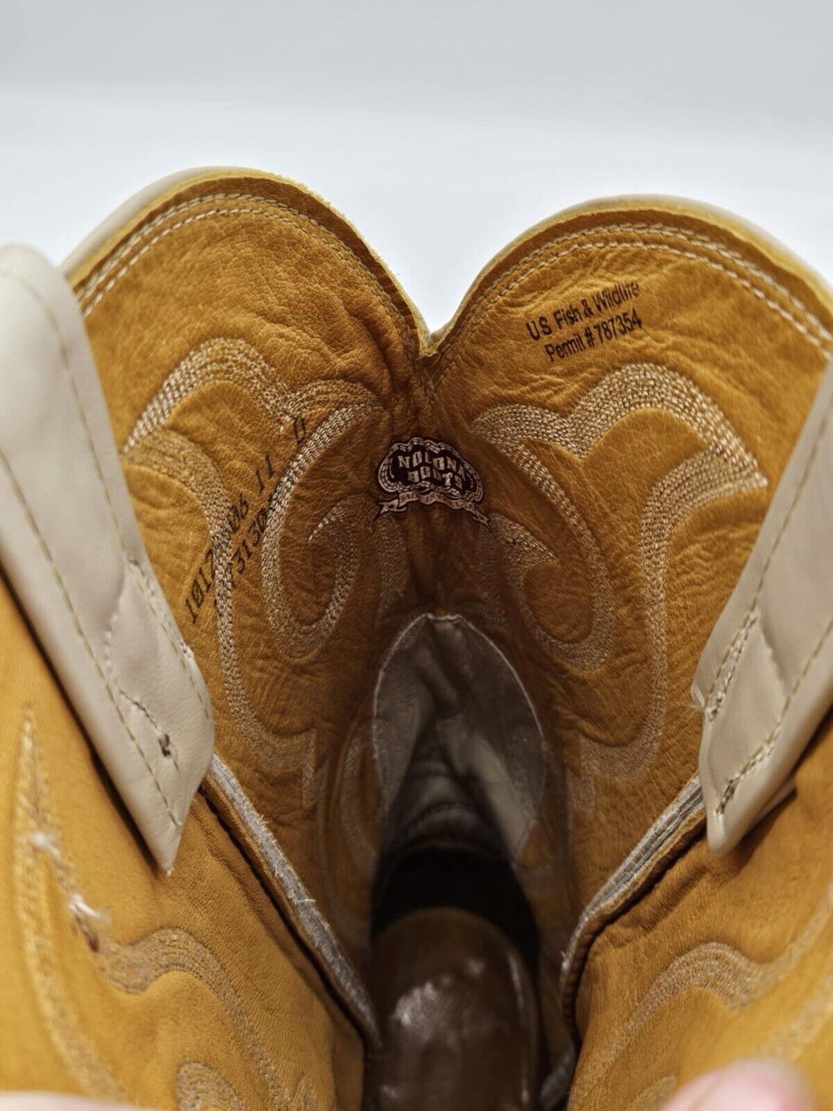 Vintage Nocona Boots EXOTIC Elephant Print Cowboy White Size 11 D