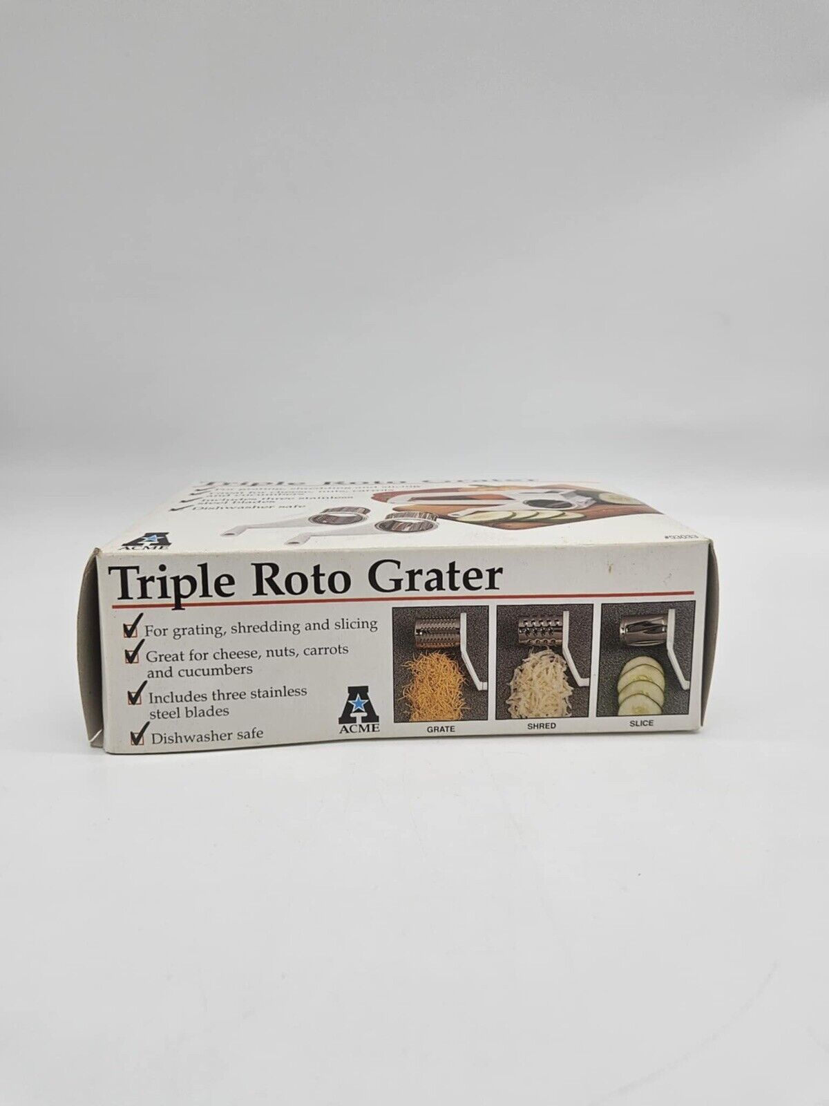 Vintage Hoan Triple Roto Grater 3 Drums & Handle Stainless new Unused