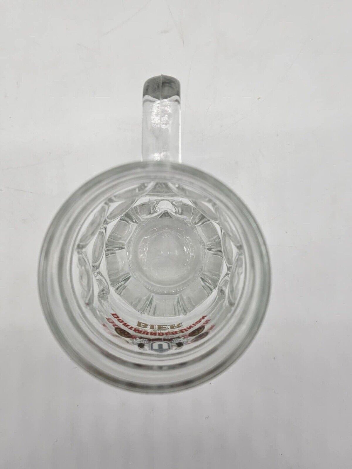 Dortmunder Union Bier Clear Thumbprint Glass Beer Mug 0.2L W Germany Vintage