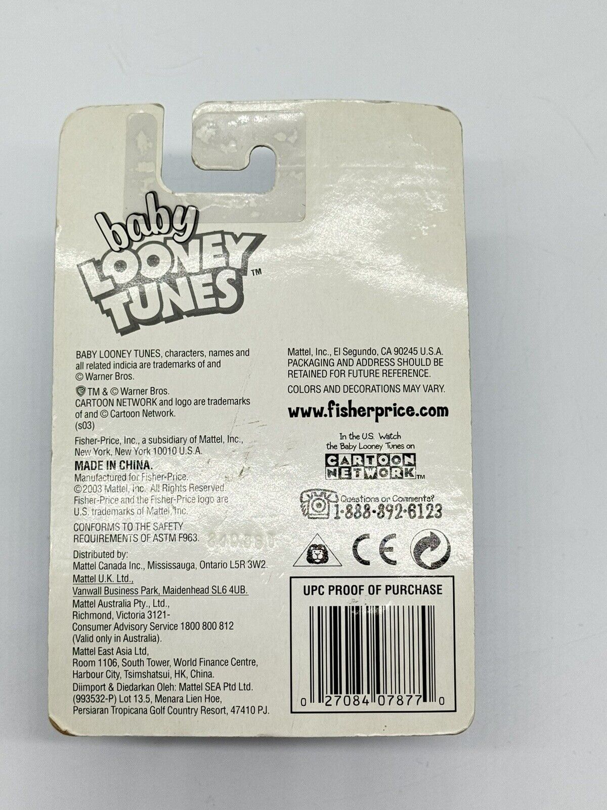 Fisher-Price  Baby Looney Tunes - Baby Taz  2003   (1020D)  7877 Vintage