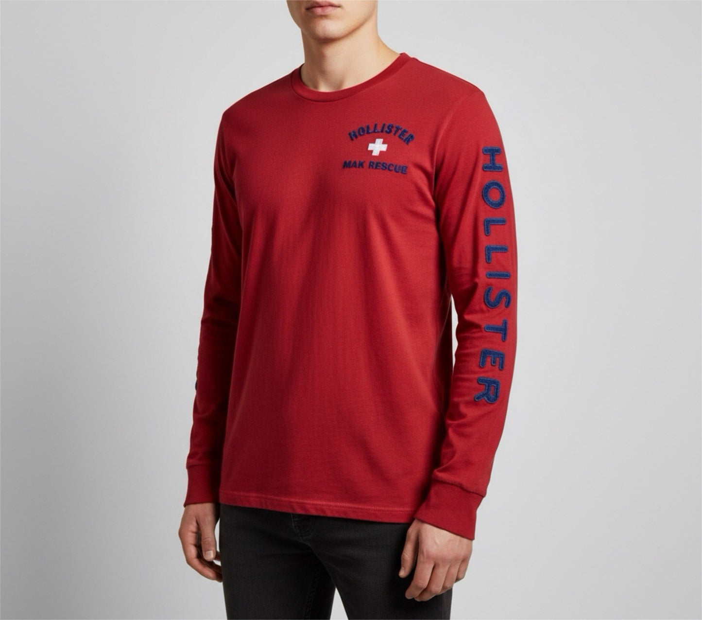Hollister Red Long Sleeve Graphic Tee Men’s Medium