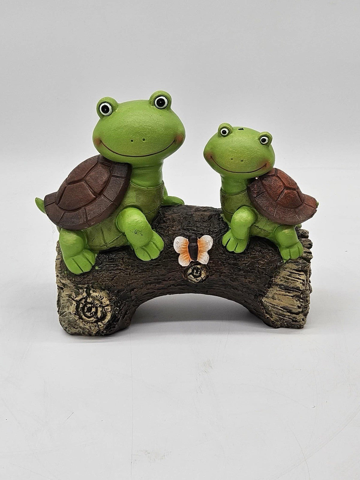 Garden Turtle Figurines Outdoor Decor - Outdoor Statues with Solar Twin Turtle