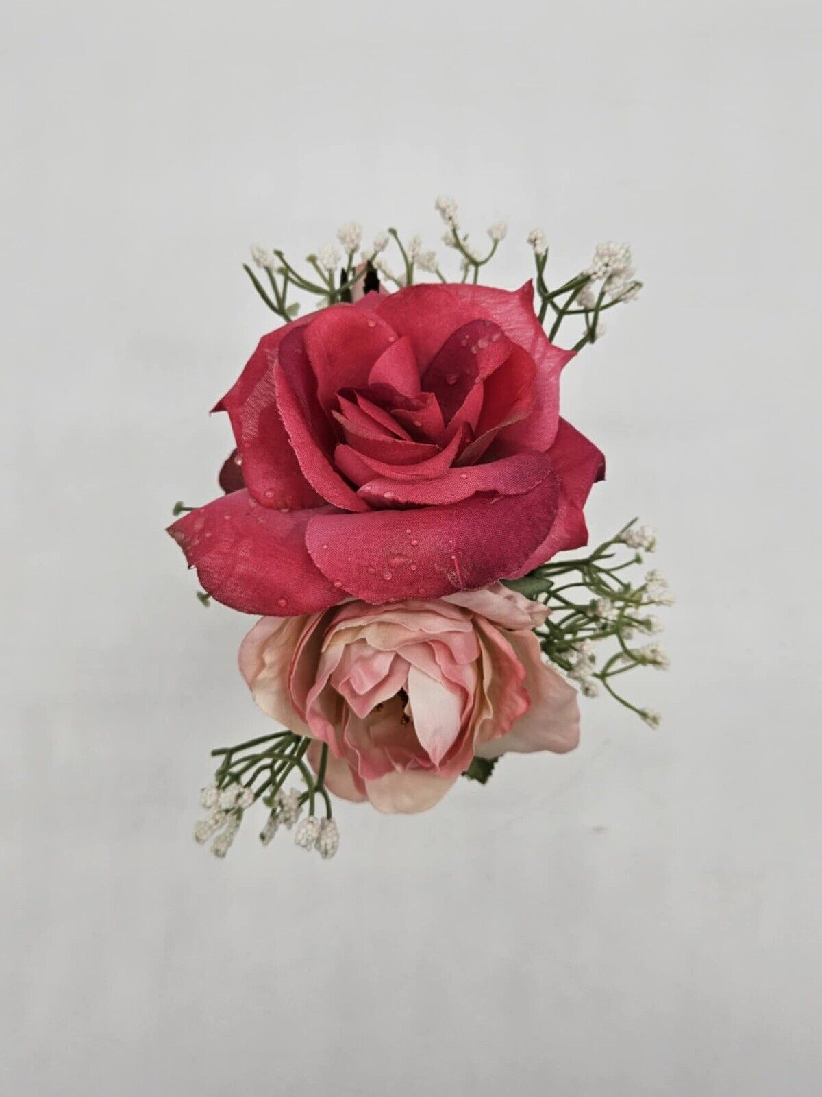 Flower Display Faux Pink Roses in Glass Rose Bowl Ornament Resin Water