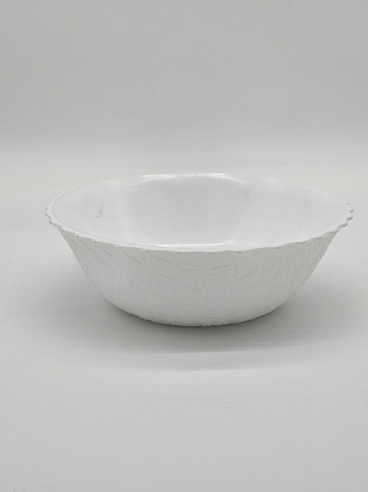 Vintage Indiana Glass Milk Glass White Basket Weave Weavetex Serving Bowl