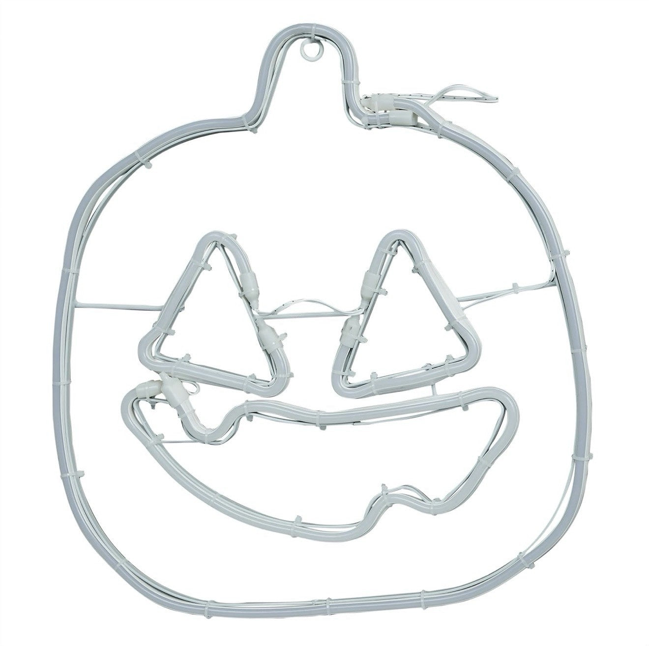 Neon Tube LED Pumpkin with Purple Face Hanging Decor