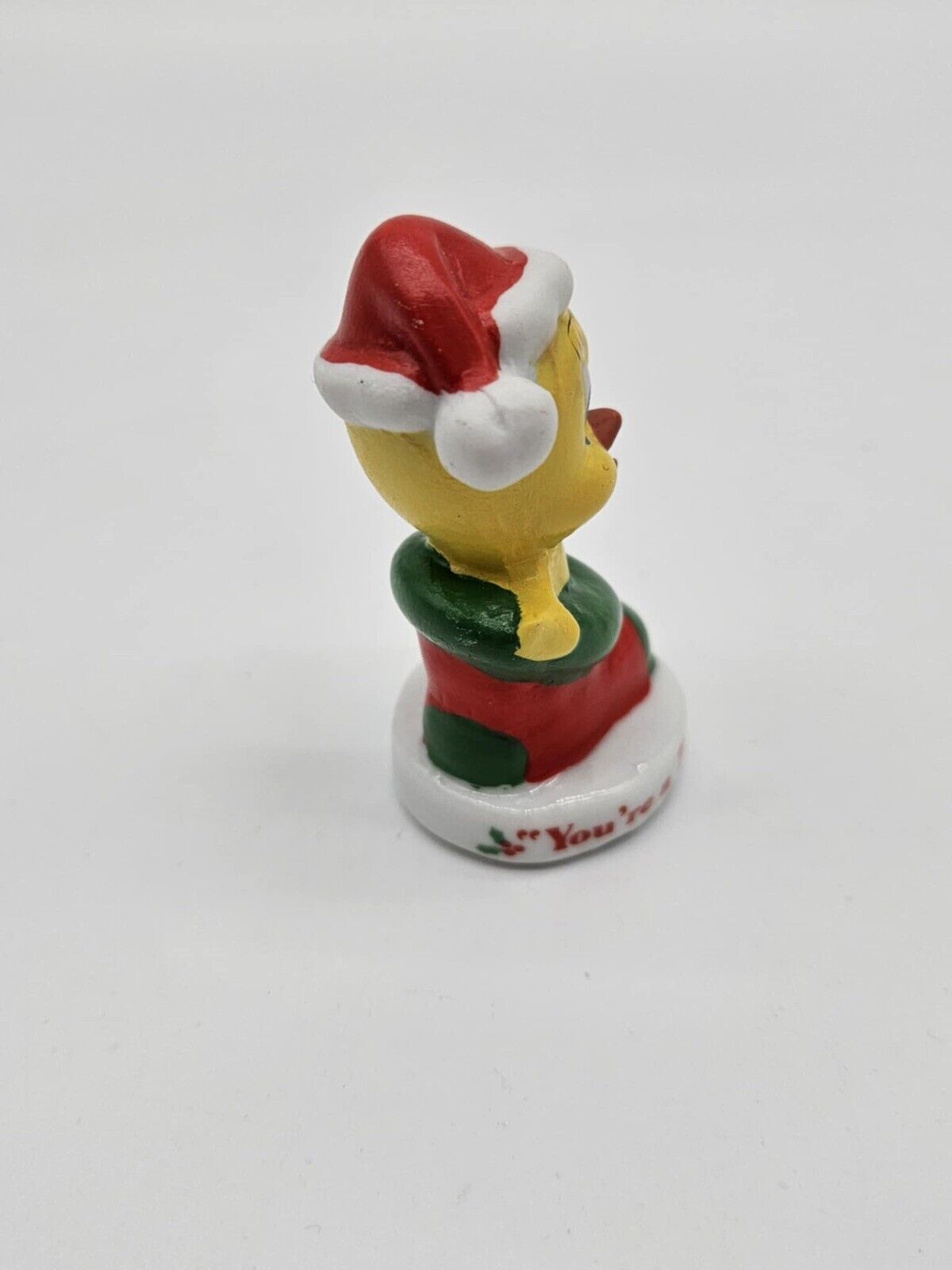 VINTAGE CHRISTMAS PORCELAIN TWEETY BIRD IN STOCKING FIGURINE