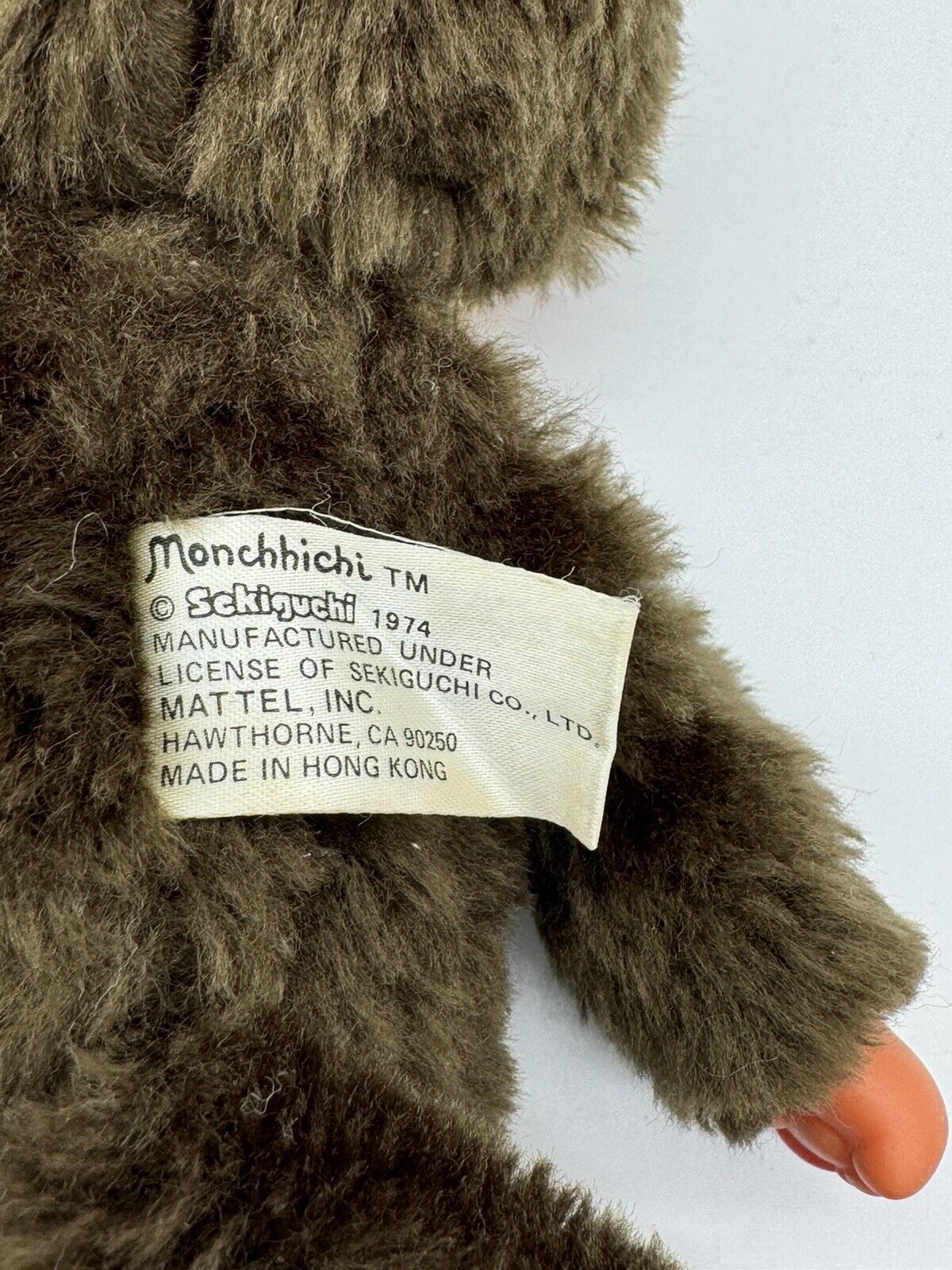 Vintage Sekiguchi Monchhichi Monkey Girl 1974 Plush Doll Mattel Stuffed Toy 8”