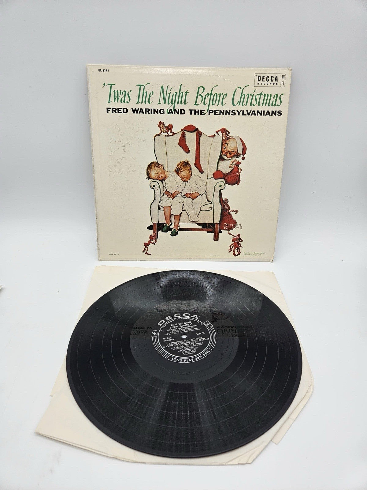 Fred Waring ‘Twas The Night Before Christmas LP Decca Norman Rockwell Shrink VG