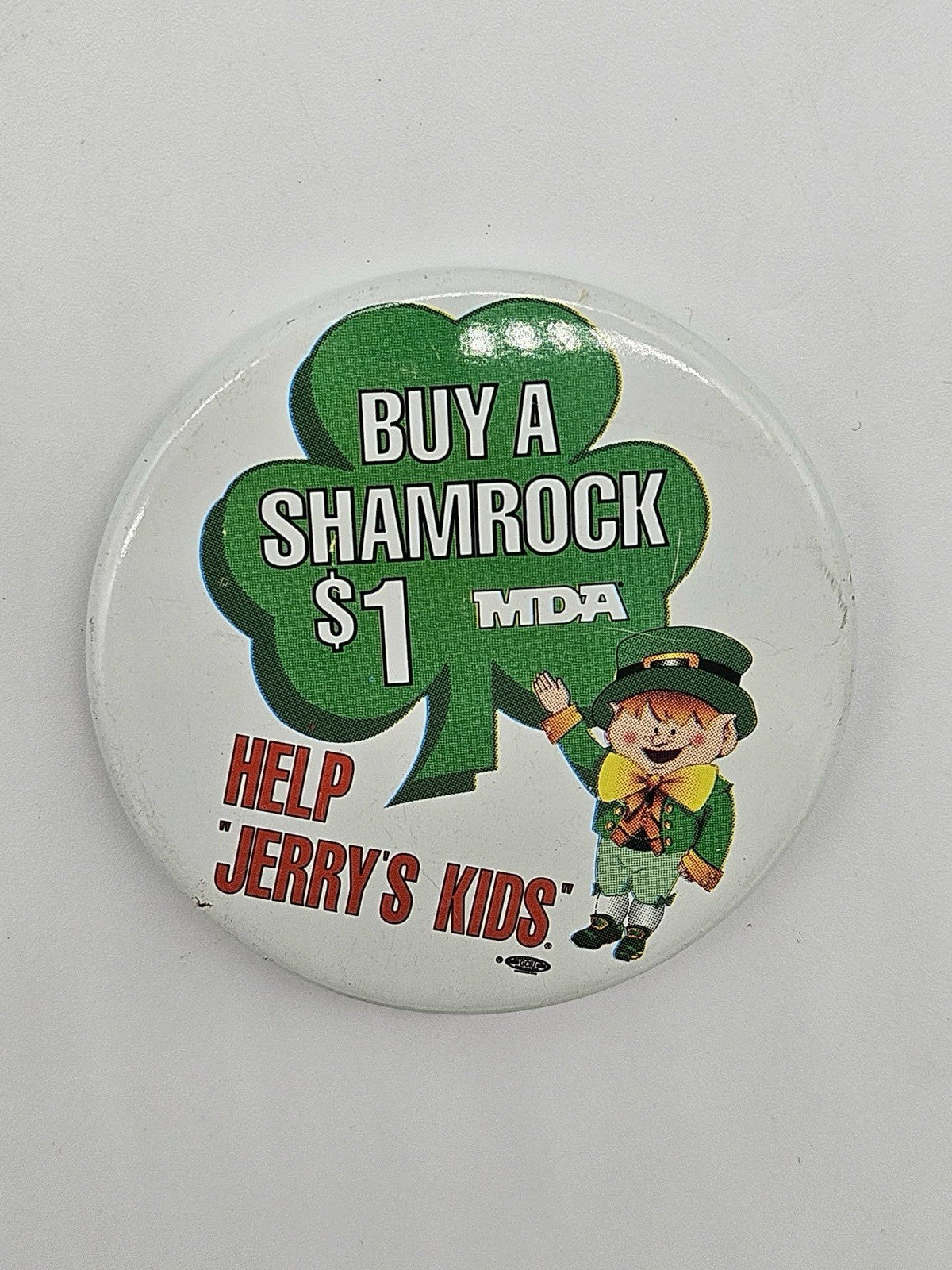 Buy A Shamrock $1 MDA Help Jerry's Kids 2 1/4" Lapel Pin Pinback Button