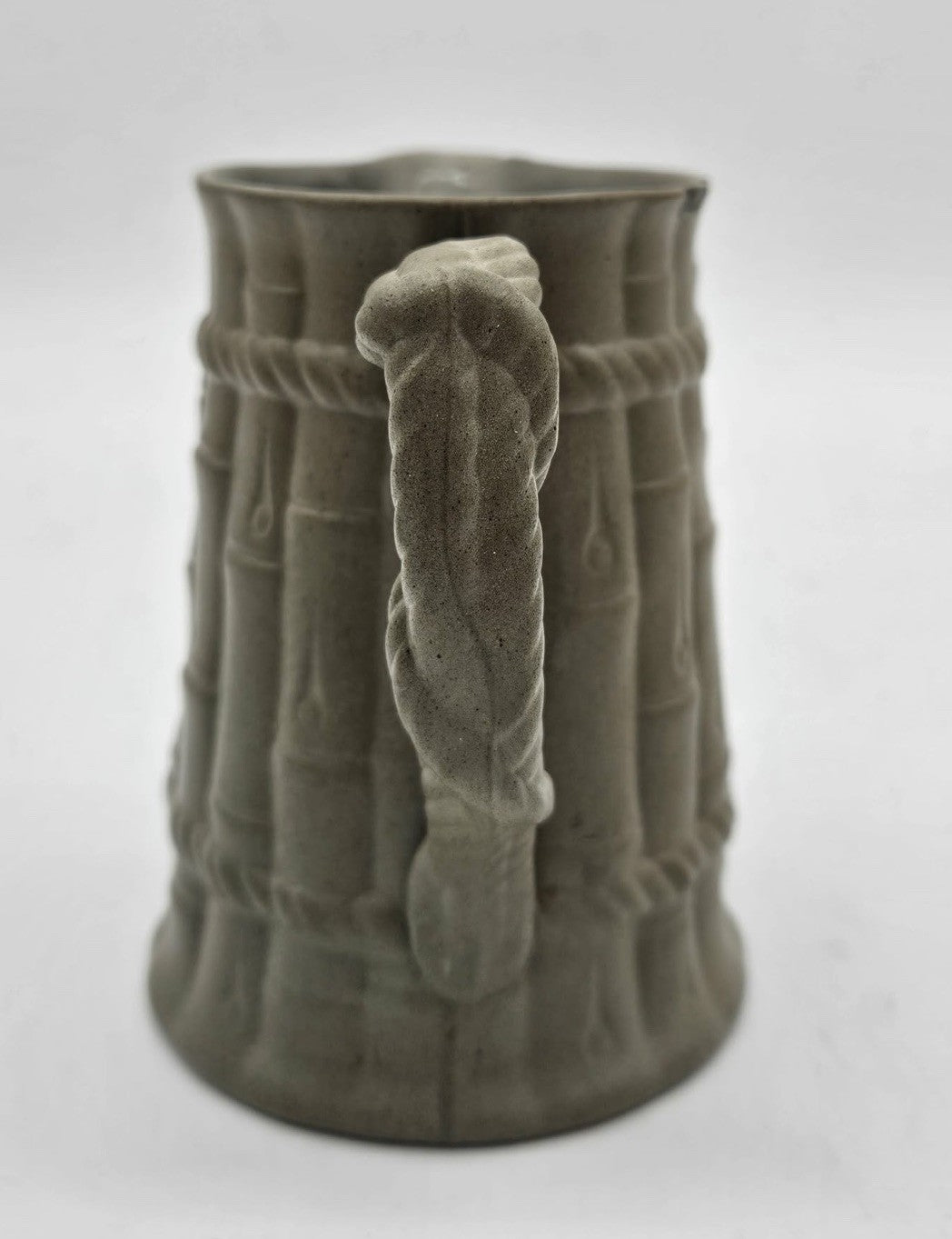 English Ridgway Stoneware Bamboo Pitcher with Molded Rope Handle