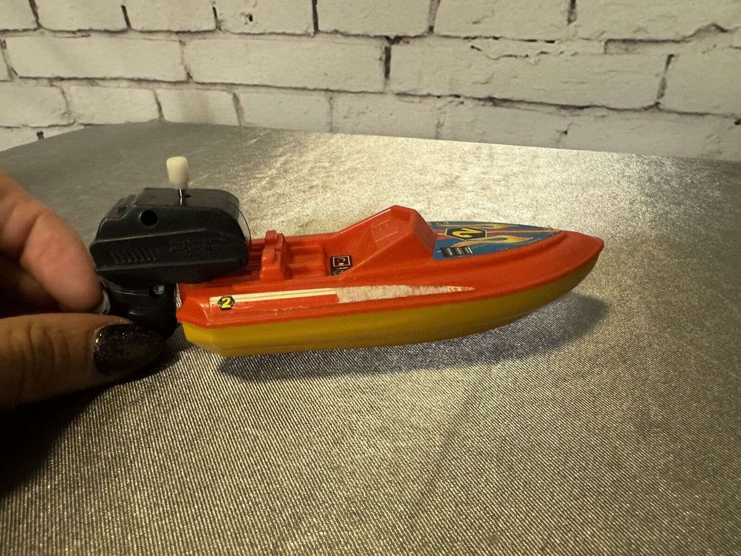 Plastic Wind Up Vintage Boat Toy WORKING 005