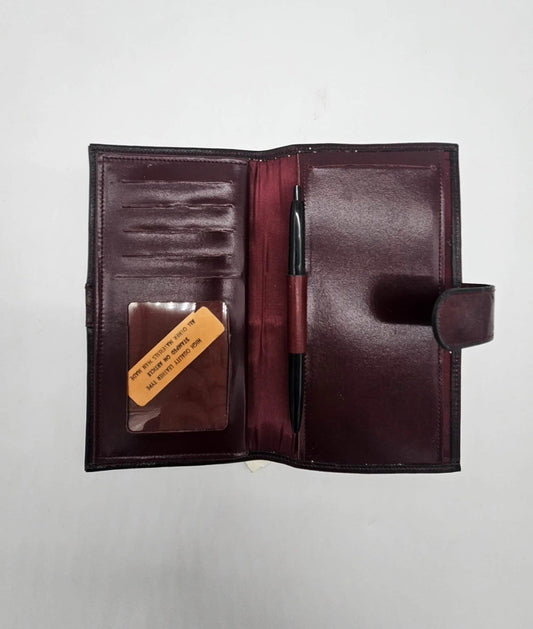 NEW VINTAGE LARGE BARONET CHECKBOOK TRIFOLD WALLET ORGANIZER BURGUNDY LEATHER