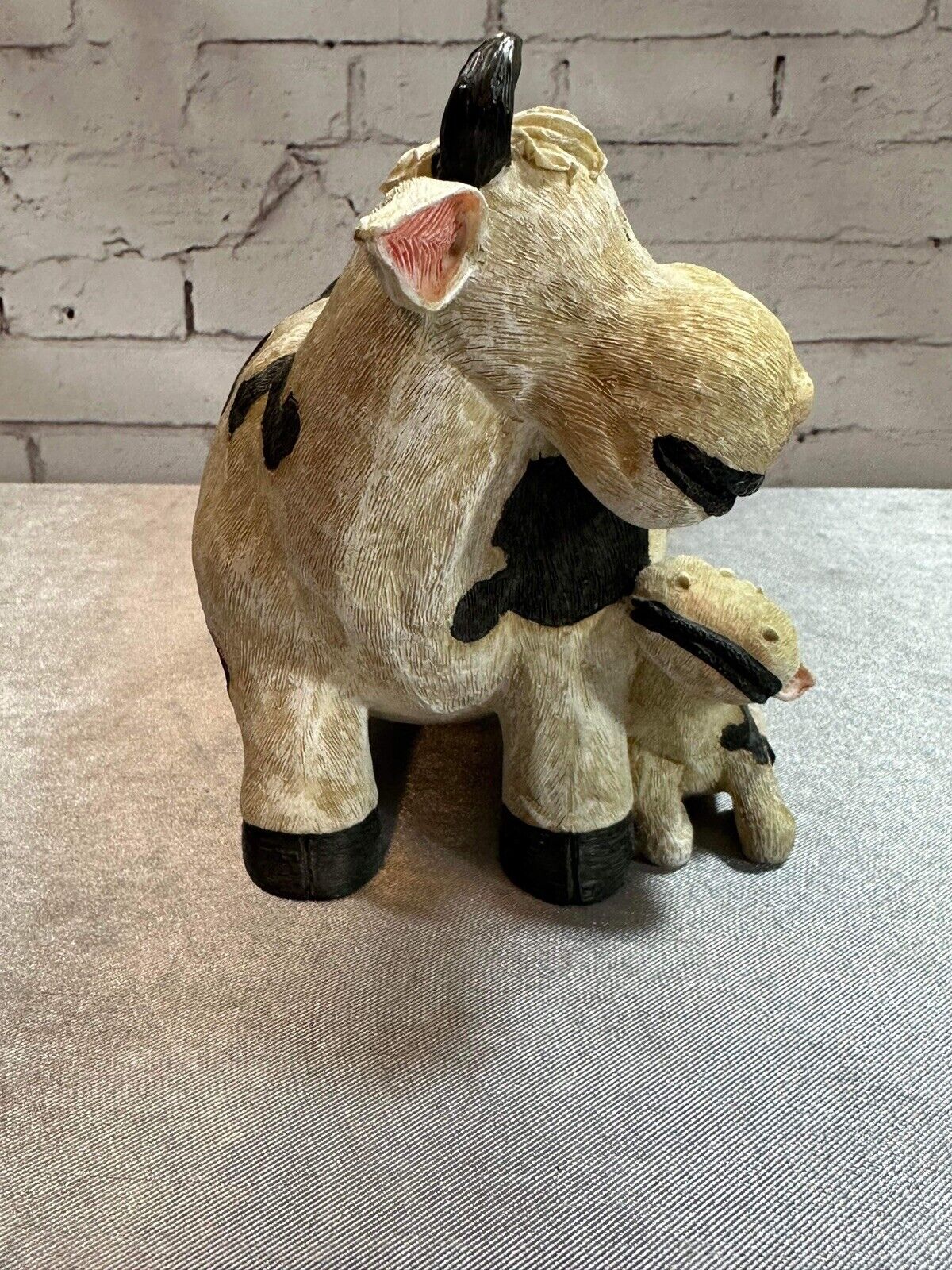 Sweet Cow and Calf Piggy Bank Black and White Holstein Textured Detailed MHD QCC
