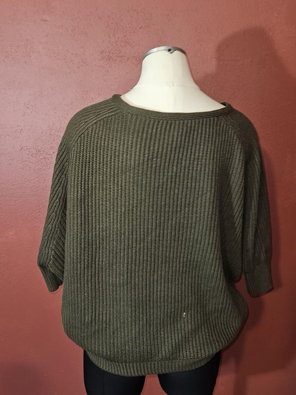 Chico's Women's 0 Green Wool Blend Pullover Sweater dolman sleeve