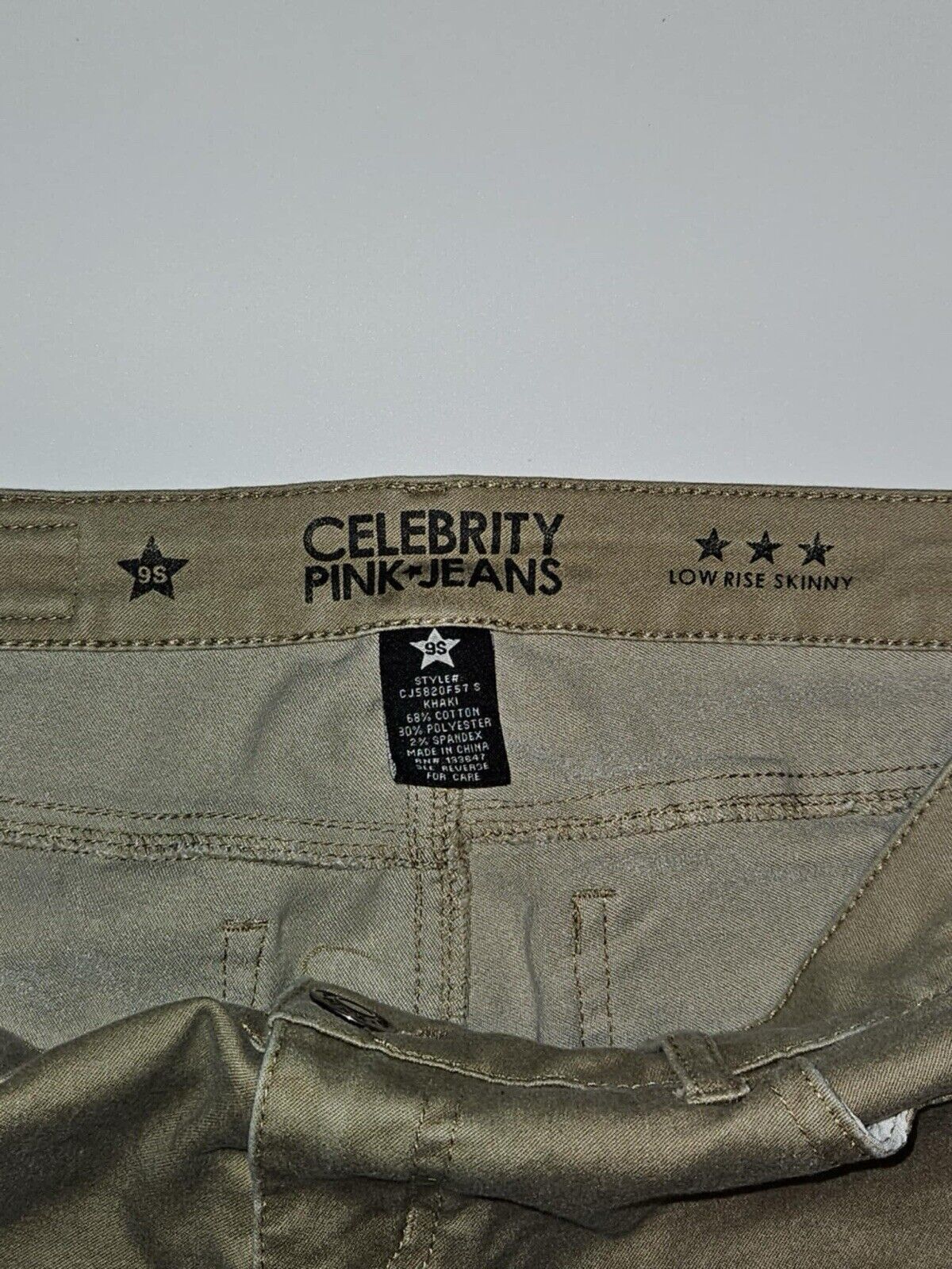 CELEBRITY PINK Juniors Low Rise Skinny Ankle Jeans Khaki Size 9S