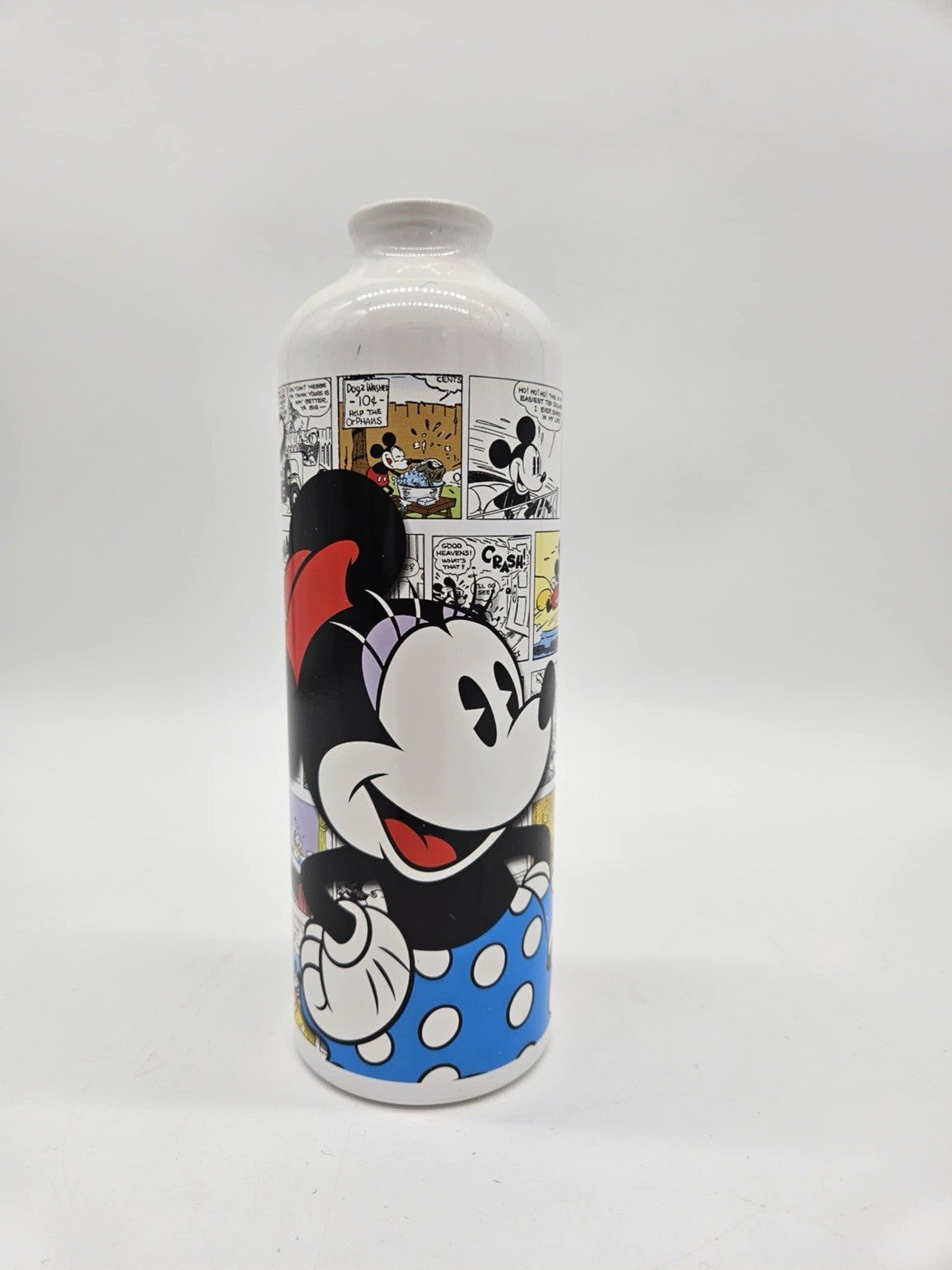 Disney Store MINNIE MOUSE with Cartoons Metal Water Bottle with Backpack Hook
