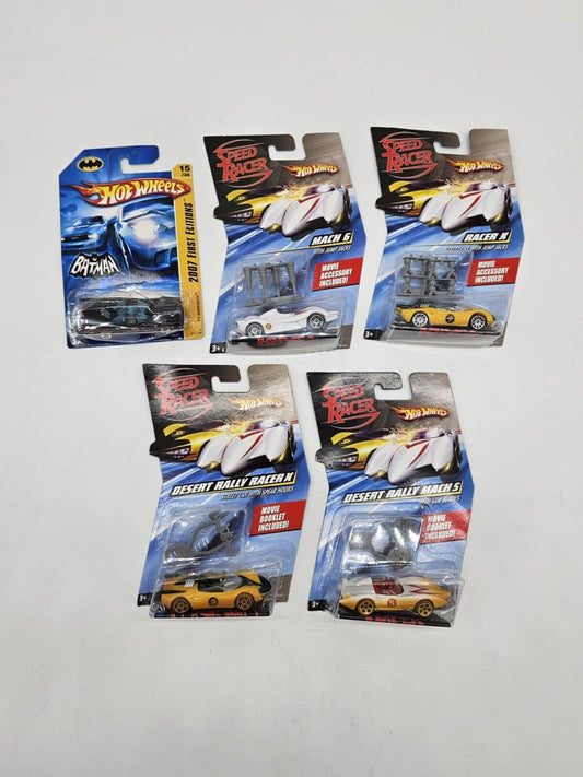 2007 HOT WHEELS SPEED RACER Lot Of 4 w/ 1 HOT WHEELS BATMAN