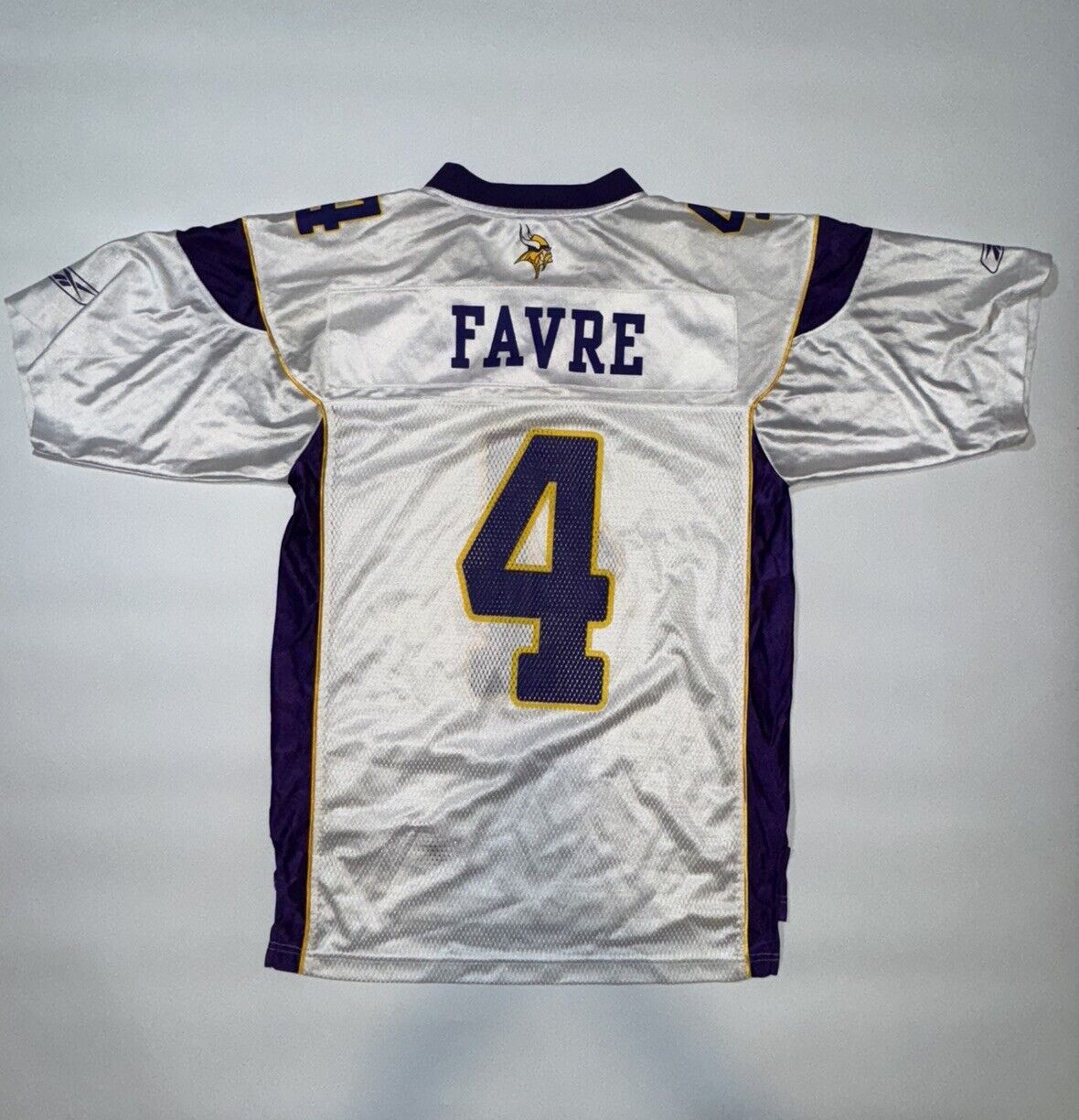 Reebok Minnesota Vikings Road White Brett Favre Jersey Sz L 2009 2010