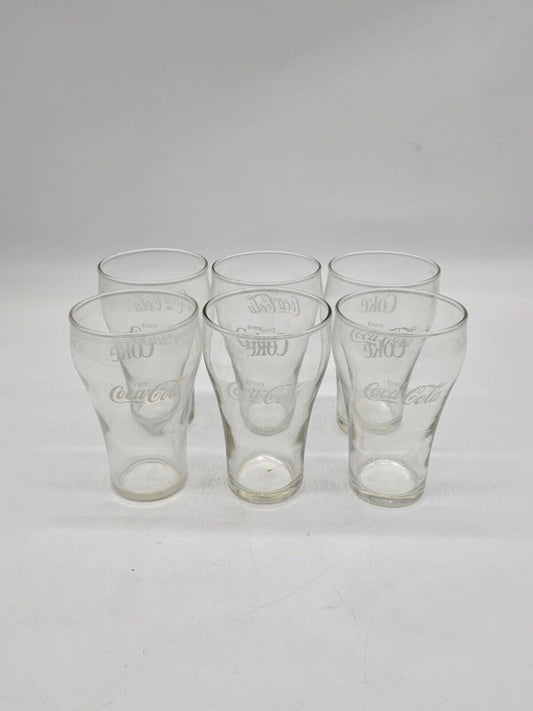 VINTAGE Set of 4 Enjoy COKE/Enjoy COCA COLA WHITE LABEL DRINKING GLASSES