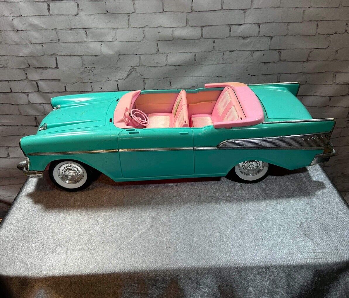 Barbie 57 Chevy Bel Air Convertible Car Turquoise Pink Incomplete Vintage 1988