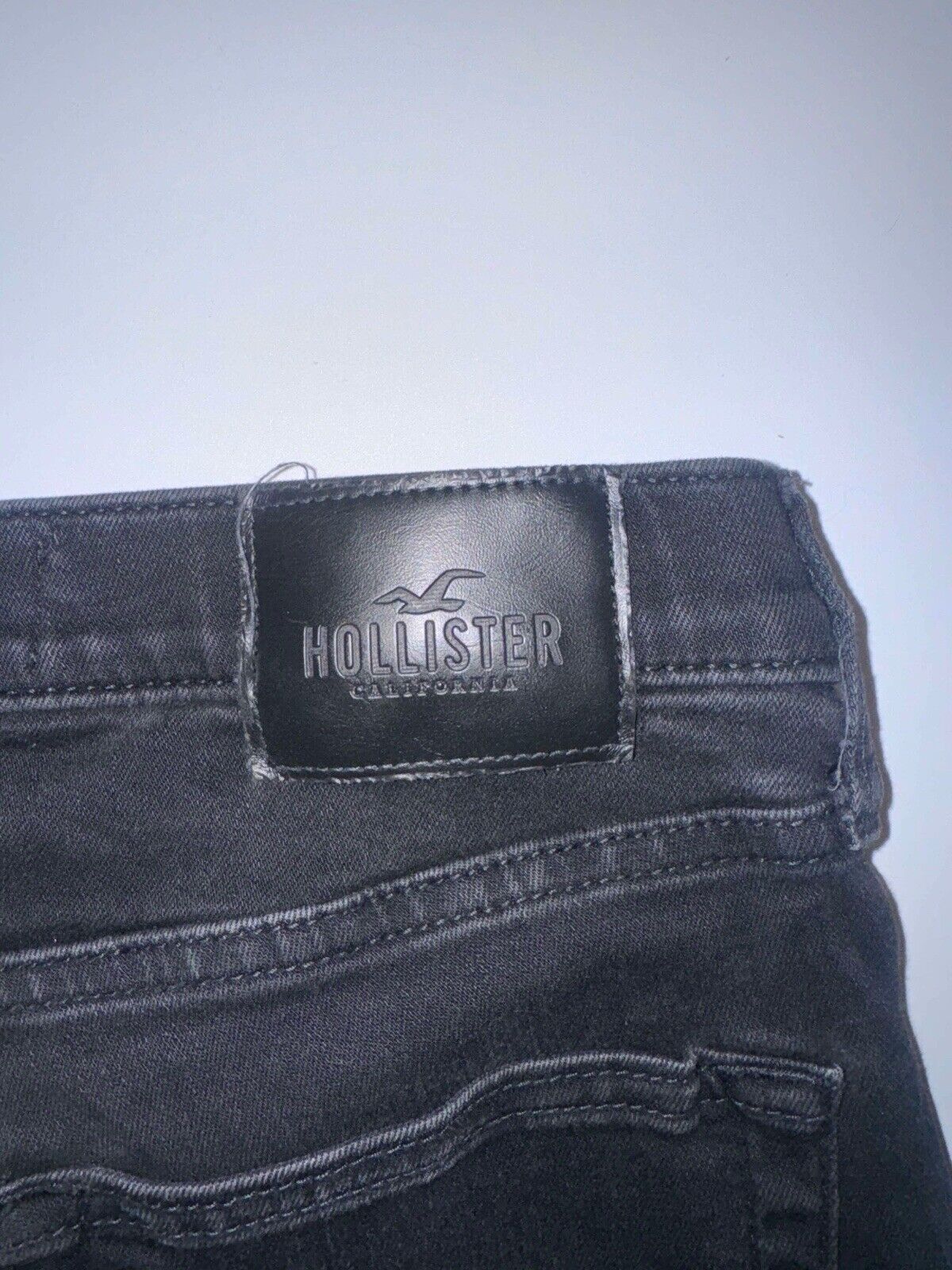 Hollister Mens 32x30 Super Skinny Advanced Stretch Black Jeans Distressed